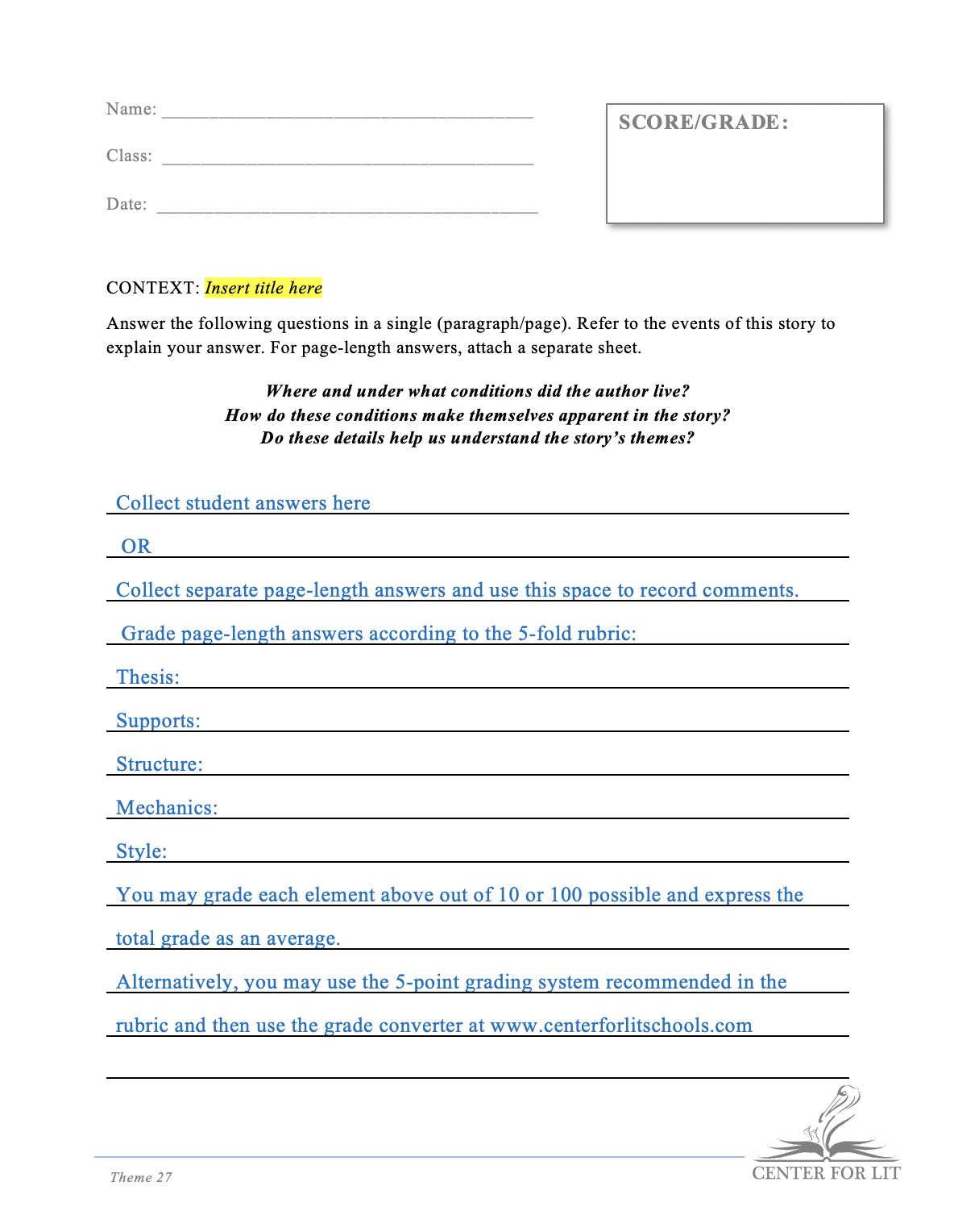 Theme 27 - Short Answer Exercise: Can Geographical Details of the Author's Life Help Us Understand the Story's Themes?