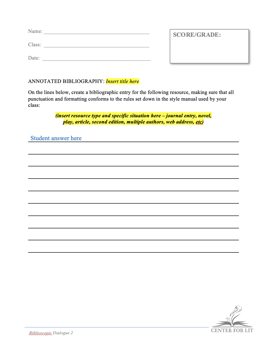 Biblioscopic Dialogue 2 - Citation Exercise: Example