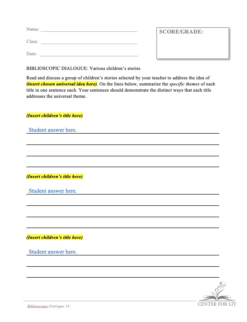 Biblioscopic Dialogue 14 - Single Sentence Exercise: Compare Specific Themes in Multiple Titles