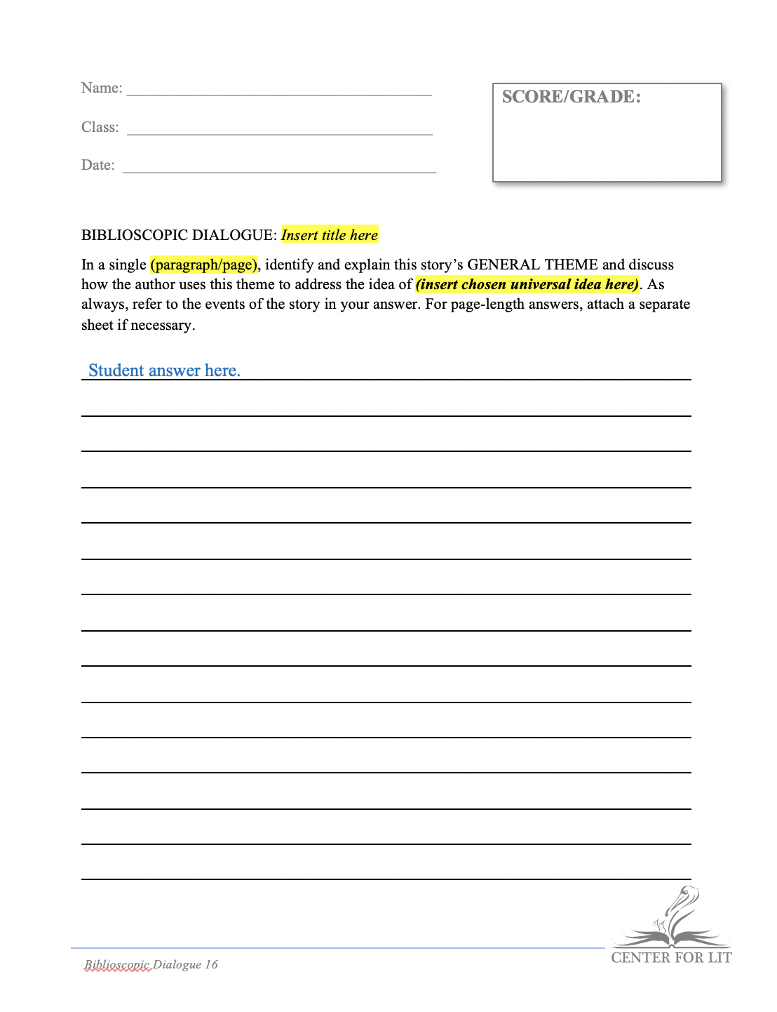 Biblioscopic Dialogue 16 - Short Answer Exercise: Explain General Theme of Current Title