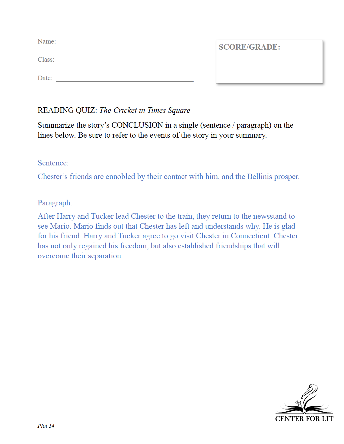 Plot 14: The Cricket in Times Square