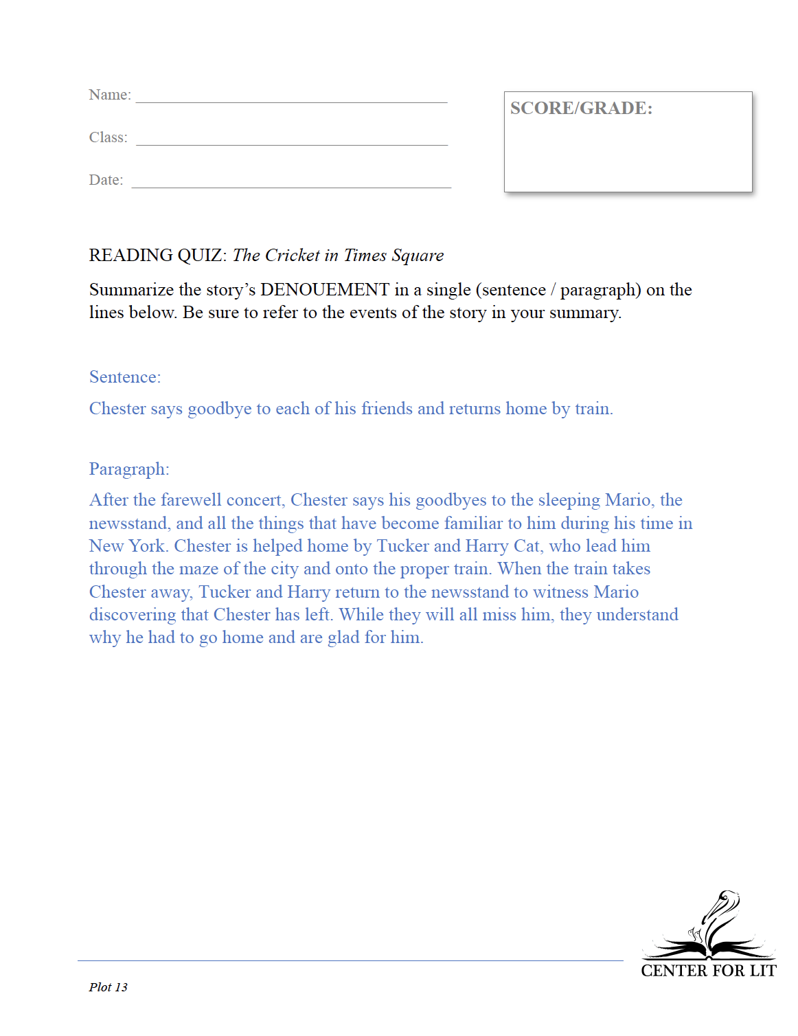 Plot 13: The Cricket in Times Square