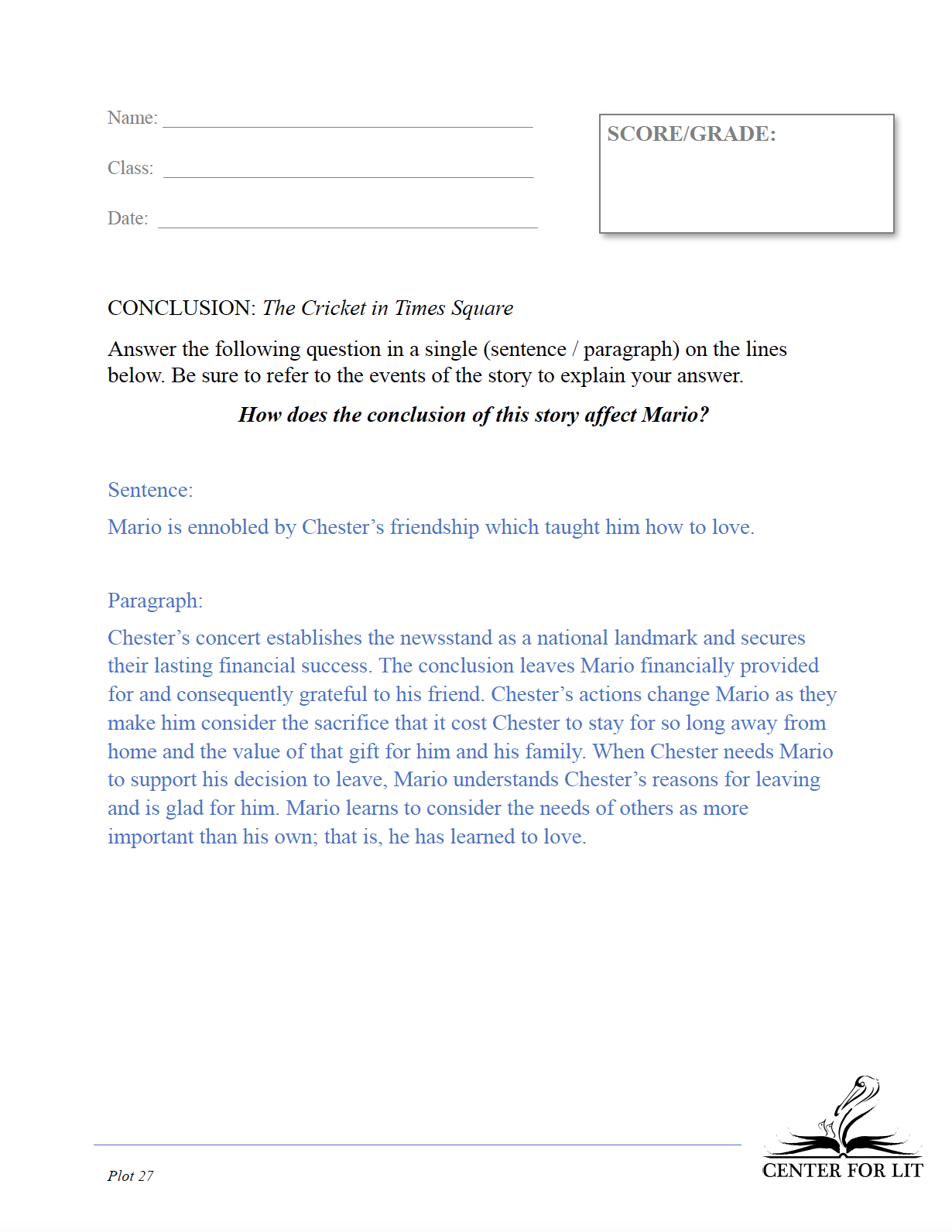 Plot 27: The Cricket in Times Square