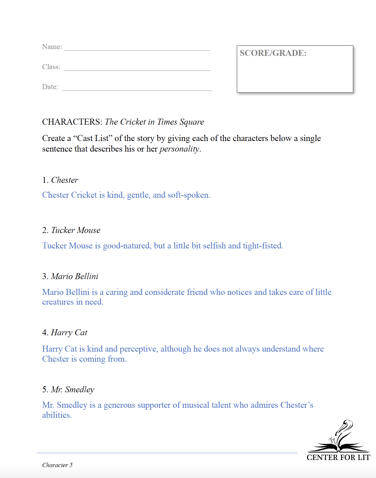 Character 5: The Cricket in Times Square