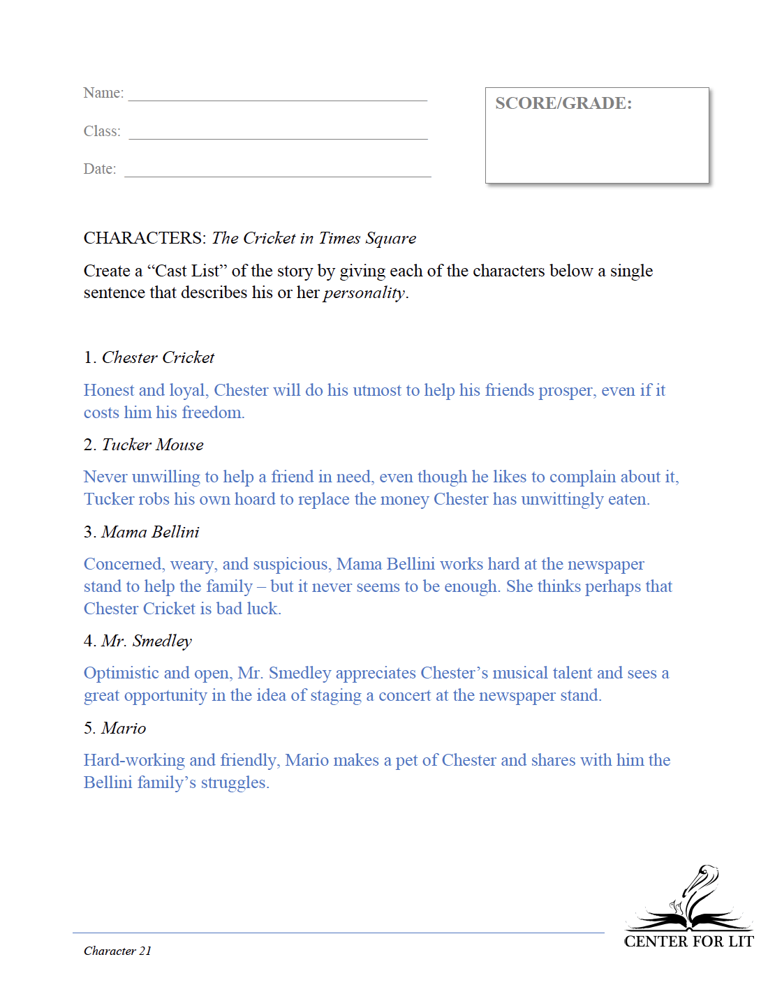 Character 21: The Cricket in Times Square