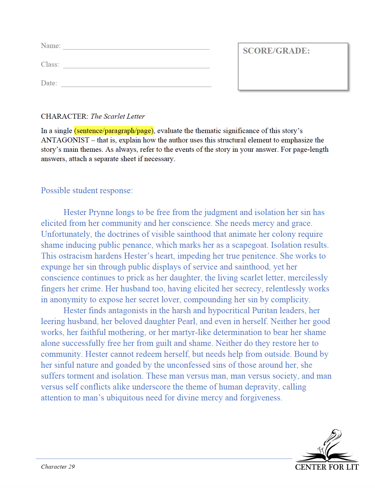 Character 29: The Scarlet Letter