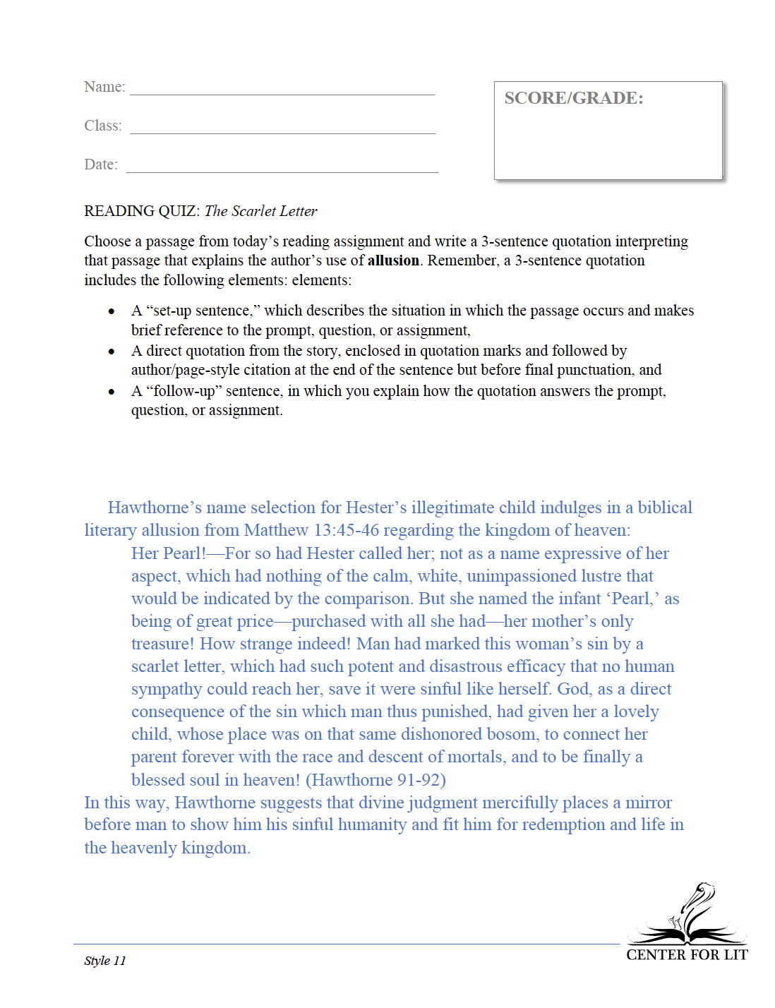 Style 11: The Scarlet Letter