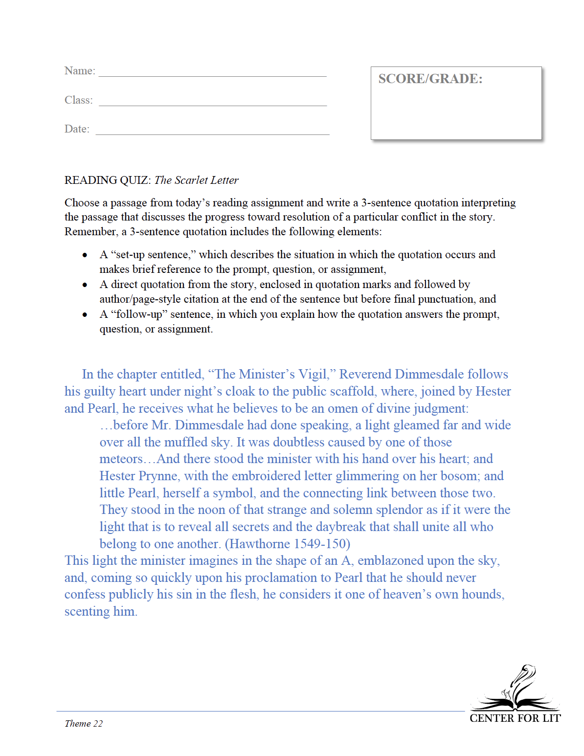 Theme 22: The Scarlet Letter