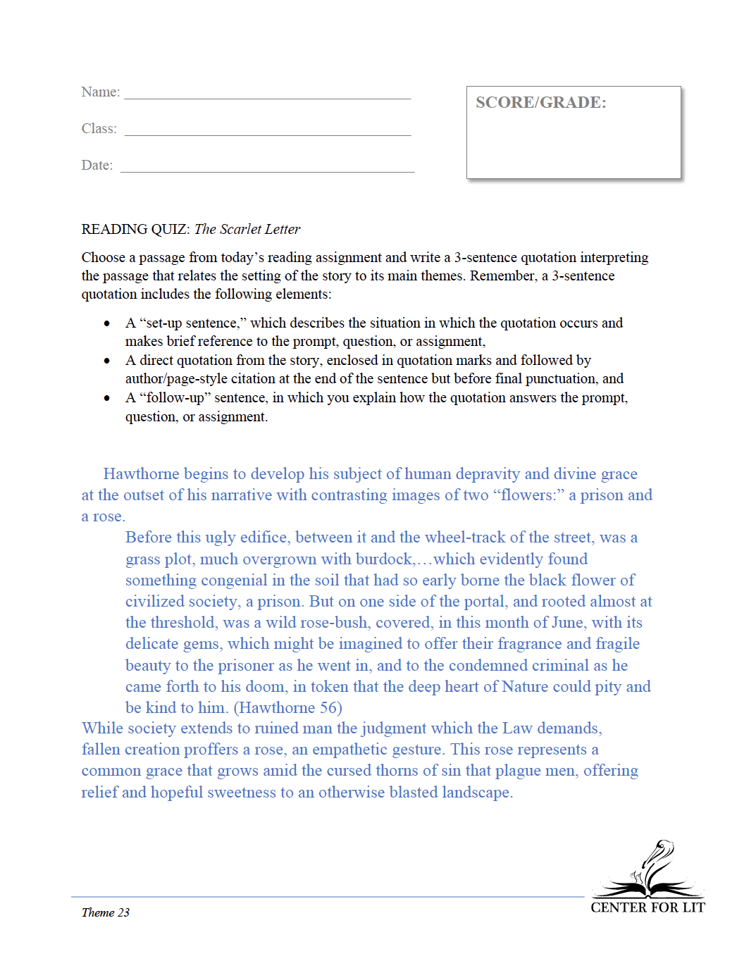 Theme 23: The Scarlet Letter