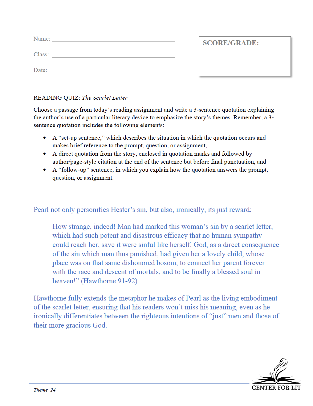 Theme 24: The Scarlet Letter