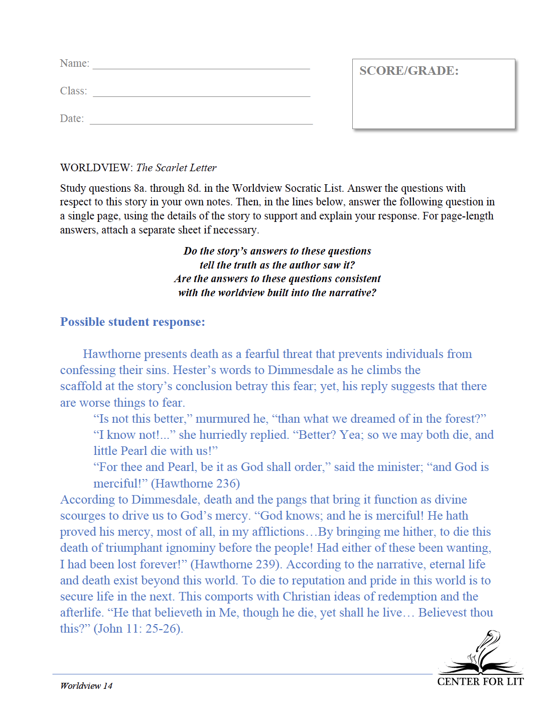 Worldview 14: The Scarlet Letter