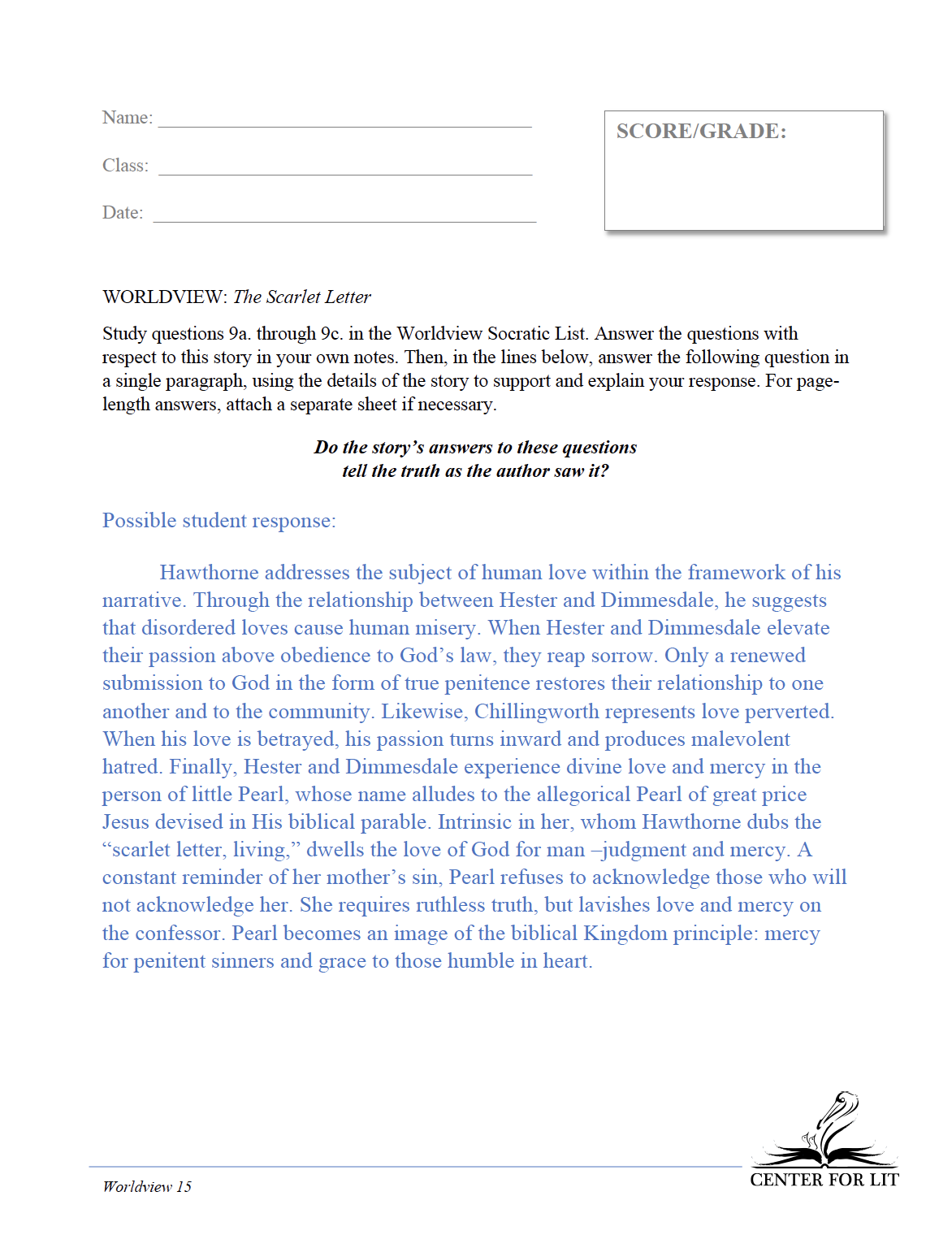 Worldview 15: The Scarlet Letter