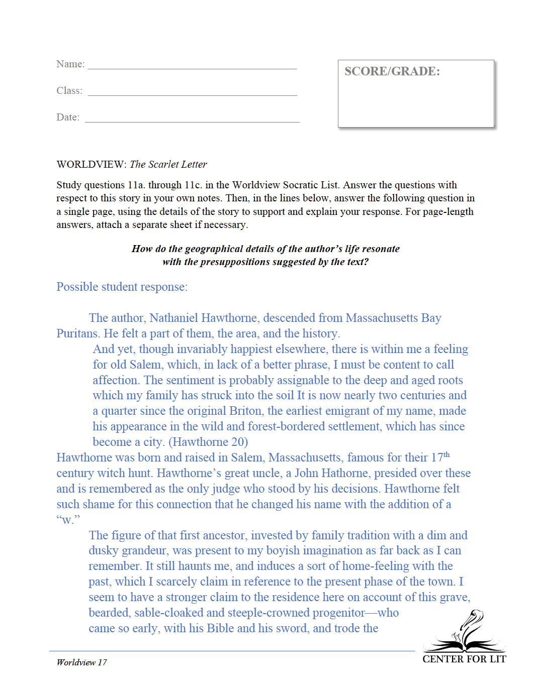 Worldview 17: The Scarlet Letter