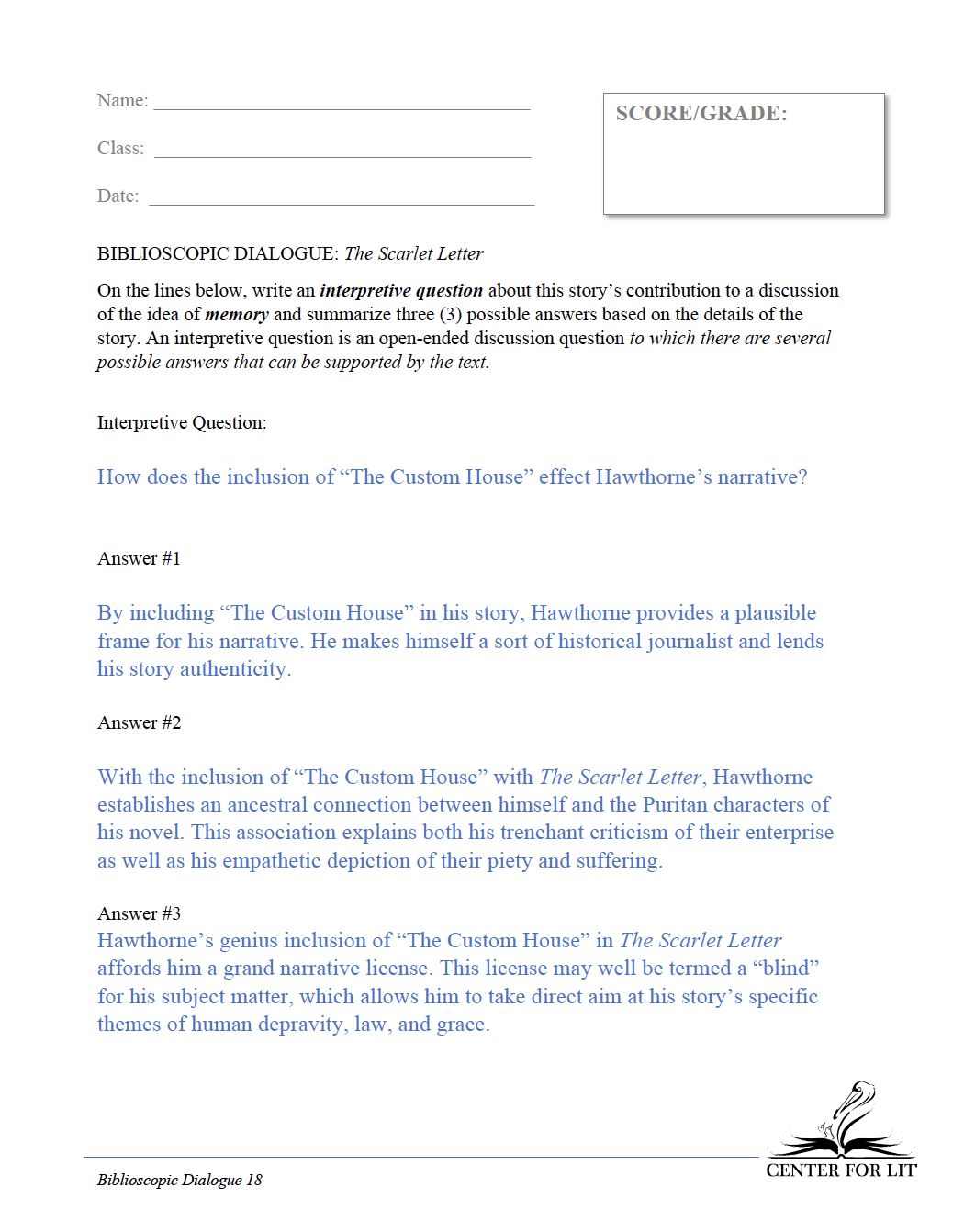 Biblioscopic Dialogue 18: The Scarlet Letter