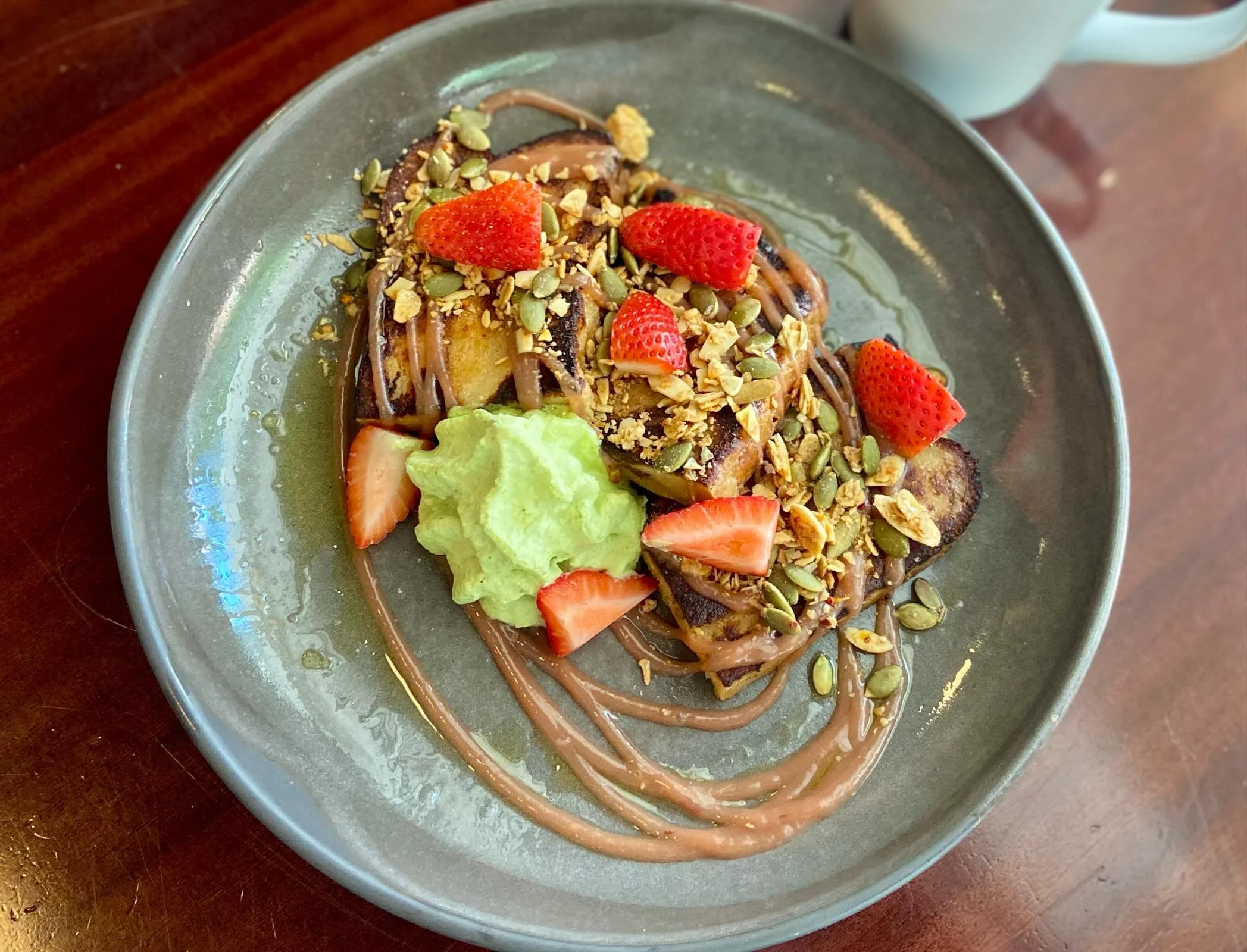 🌟 NEW🌟
BREAD PUDDING
FRENCH TOAST

🍓rhubarb puree
🍓thai basil whipped cream
🍓pistachio peanut granola 
🍓maple syrup
&amp; fresh 🍓🍓🍓

incoming: childhood memories, summer smiles, &amp; dancin&rsquo; buds.
