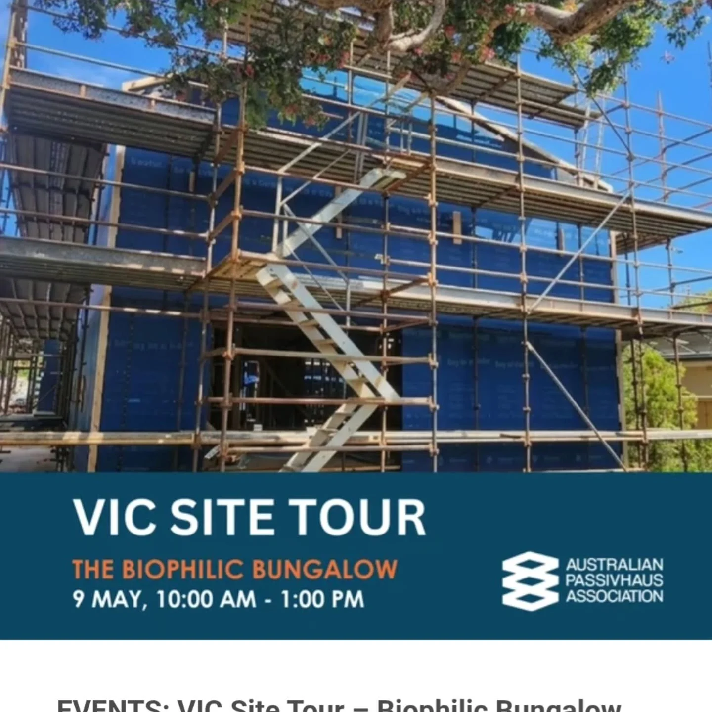 Sign up for this free tour of the Biiphilic Bungalow through the events page of https://www.passivhausassociation.com.au/.

This is an opportunity to see the Passivhaus elements up close before the plasterboard goes up.