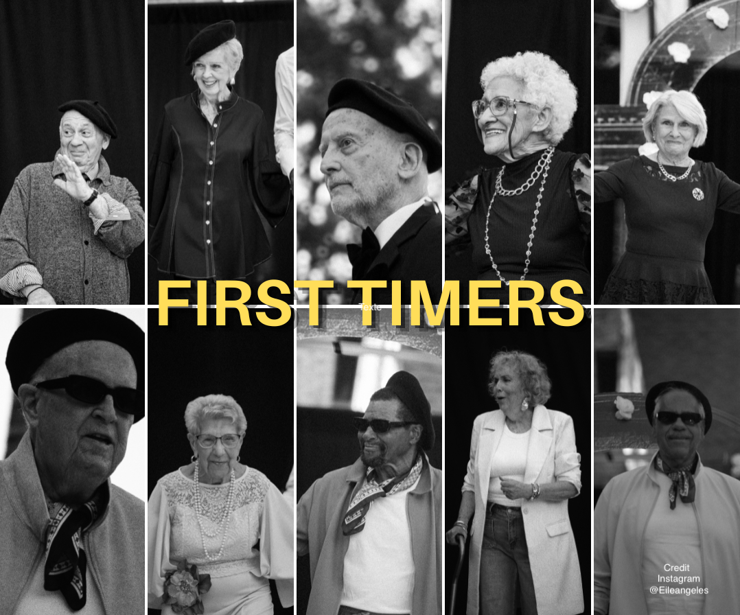 Models in their 70s-90s, walking catwalk for first time -First Look Poster by @Eileangles for FIRST TIMERS documentary from Geniuspills Media