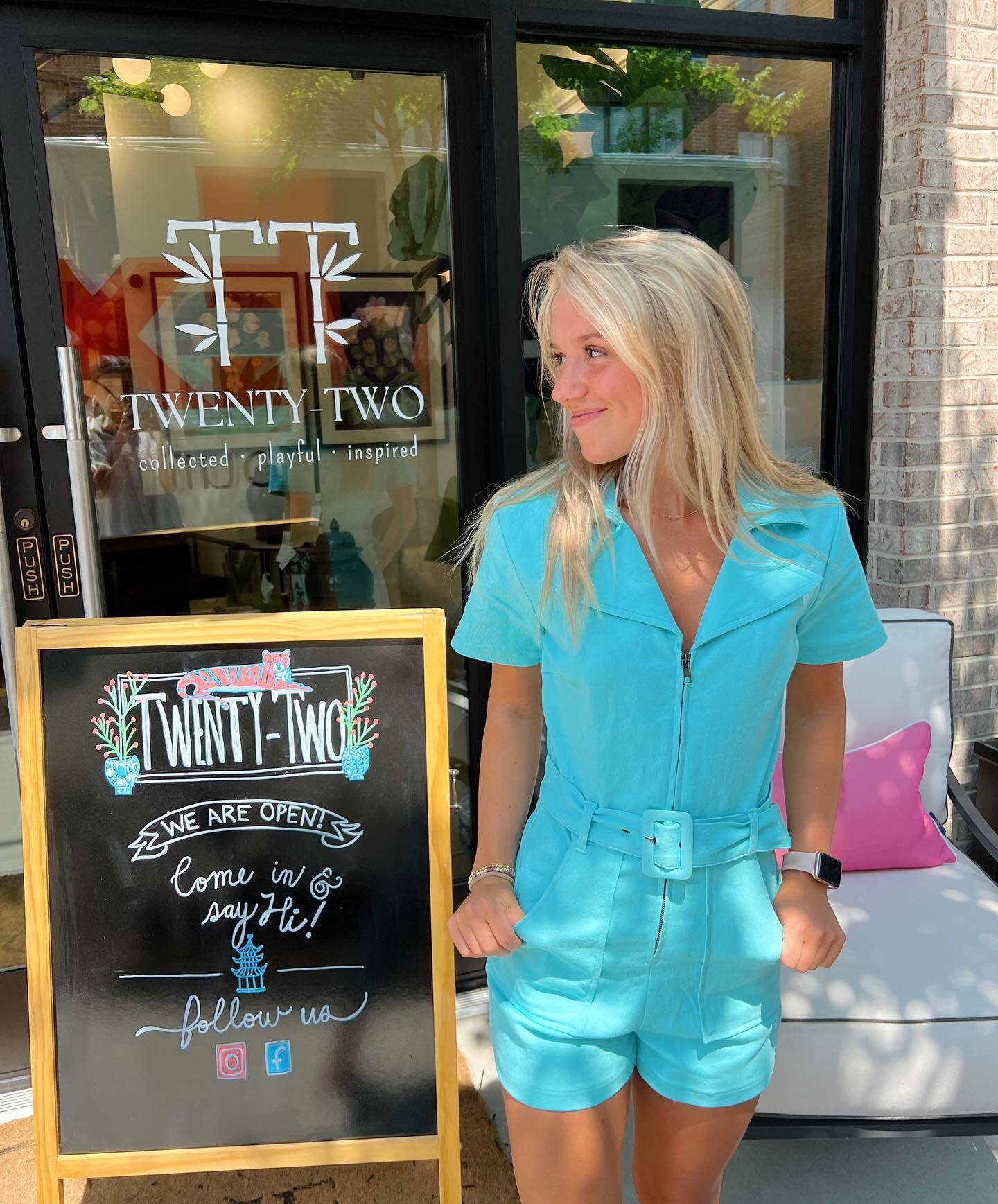 We are open! Come in &amp; say hi!! Grab one of our new belted denim rompers while you&rsquo;re at it 😉 

The perfect summery shade of blue with darling details! 💙
S-L in stock now | $65.00 

Stay tuned as we share new summer items &amp; Memorial D