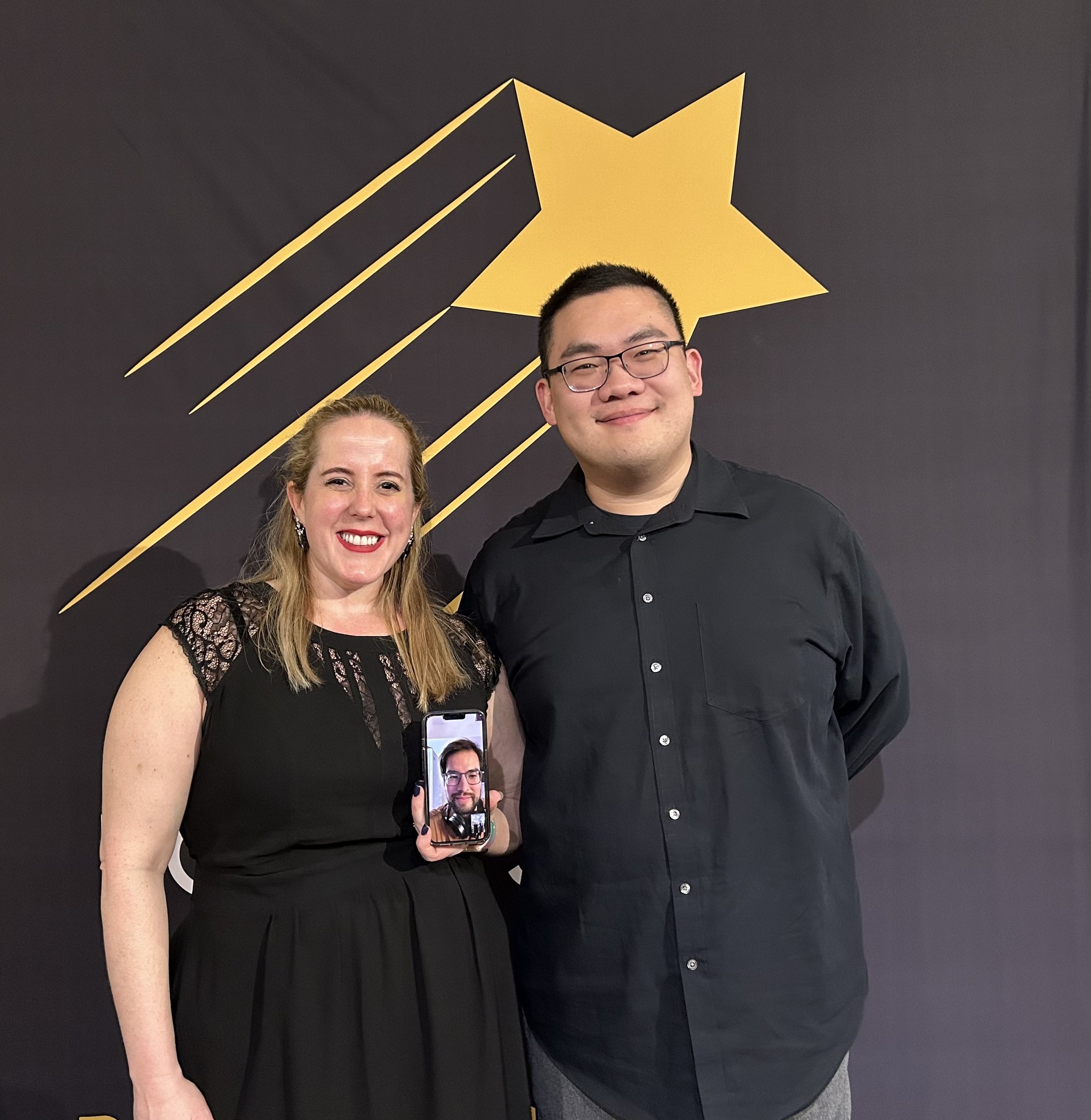 Team Two, Jacquelyn Matava, Wayne Ching, and Sam Gaskin (in France!)