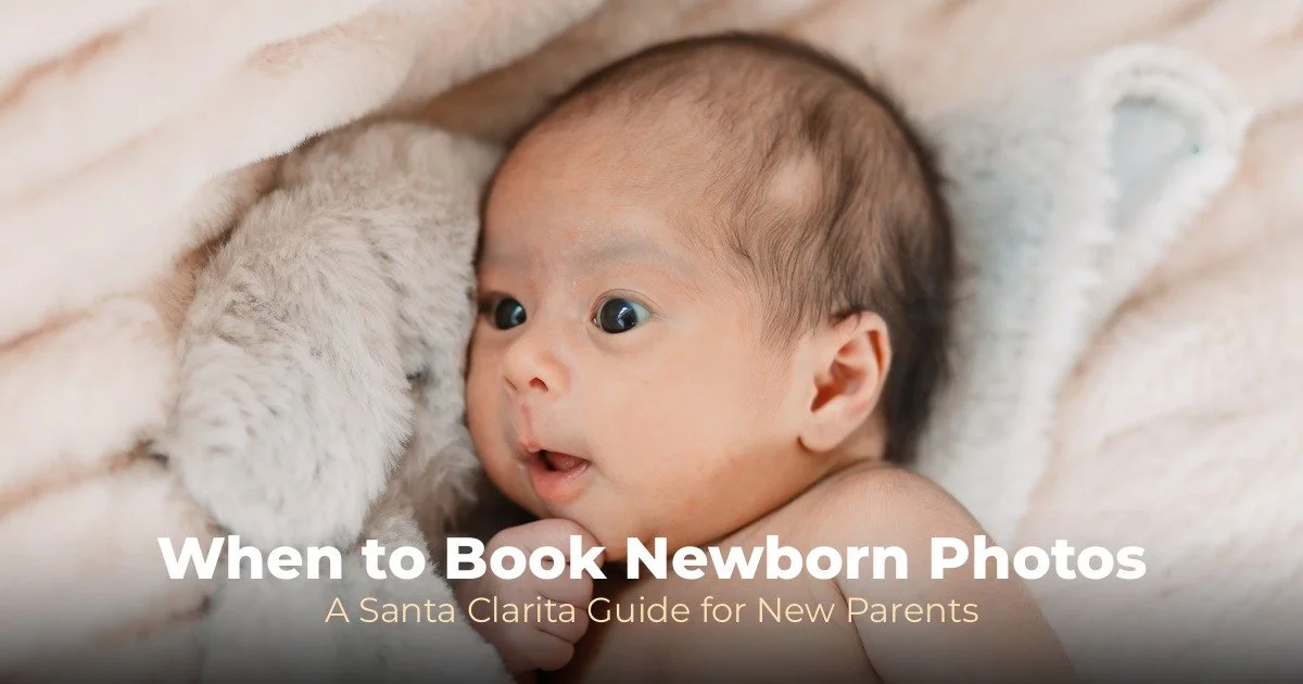 Newborn baby with dark eyes wrapped in a cream blanket, Santa Clarita newborn photography