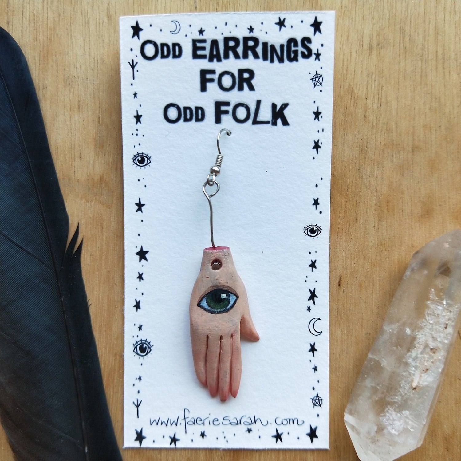 Odd Earrings for Odd Folk - evil eye talisman, protection hand earring, one of a kind,