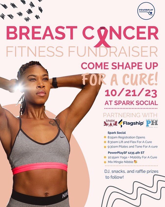 This Saturday with are partnering with PowerPlay and Flagship to host a fitness class to raise money for #breastcancerawareness Anyone can join, no CrossFit or weightlifting experience needed! There are a few classes to chose from, all at Spark Socia