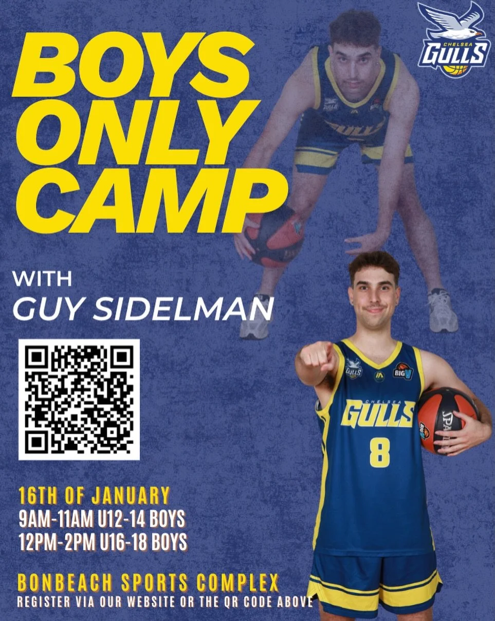 🏀 Boys Only Camp &ndash; Hosted by Big V player Guy Sidelman! 

We&rsquo;re excited to announce our Boys Only Holiday Camp, led by Guy Sidelman, one of our Big V athletes, a dedicated VJBL coach, and someone with a genuine passion for developing you