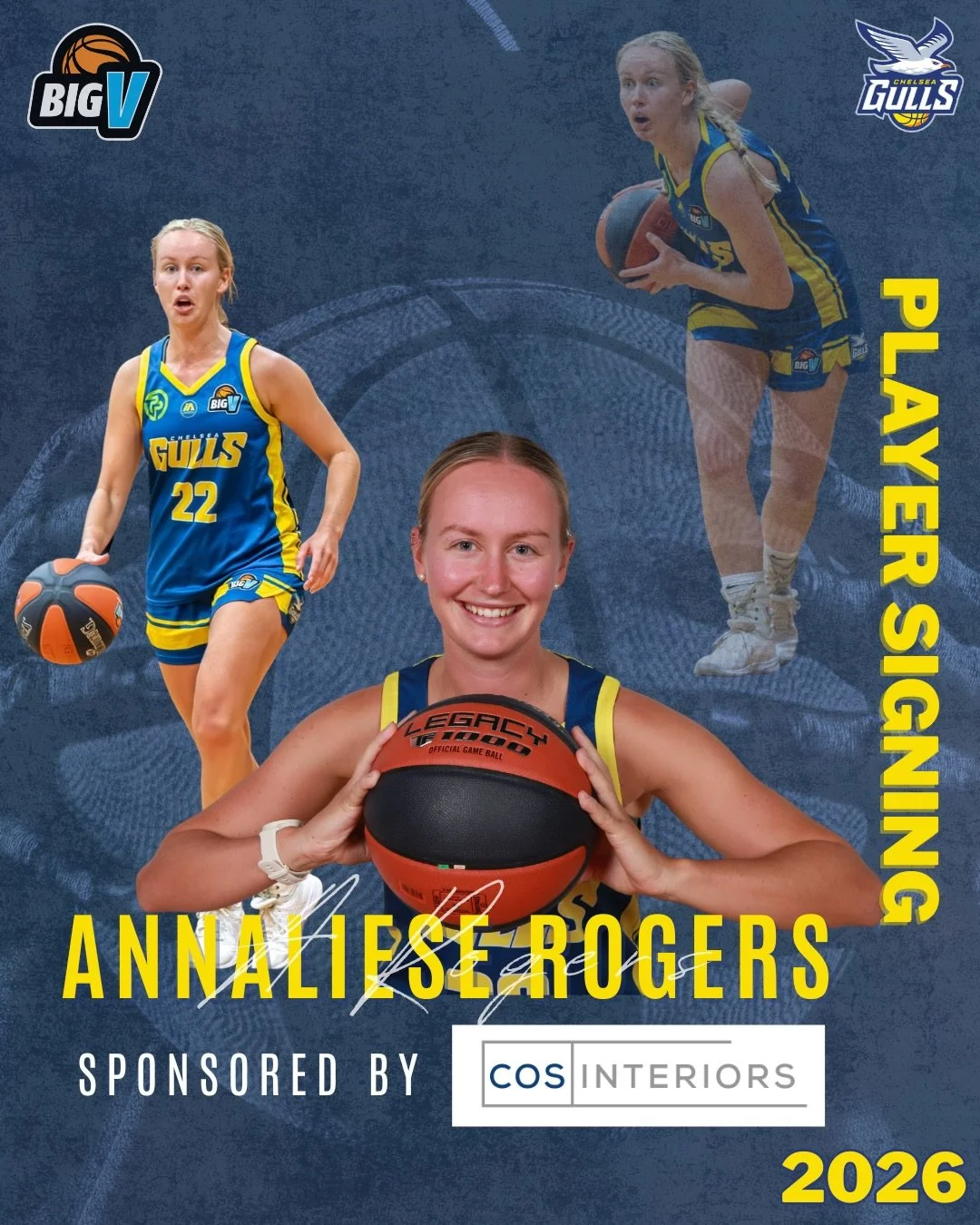 ✨ PLAYER &amp; SPONSOR ANNOUNCEMENT ANNALIESE ROGERS RETURNS FOR 2026! ✨

We are thrilled to announce that Annaliese Rogers will be returning to the court with the Physipro Chelsea Gulls Big V Women&rsquo;s Team for the 2026 season!

Annaliese brings