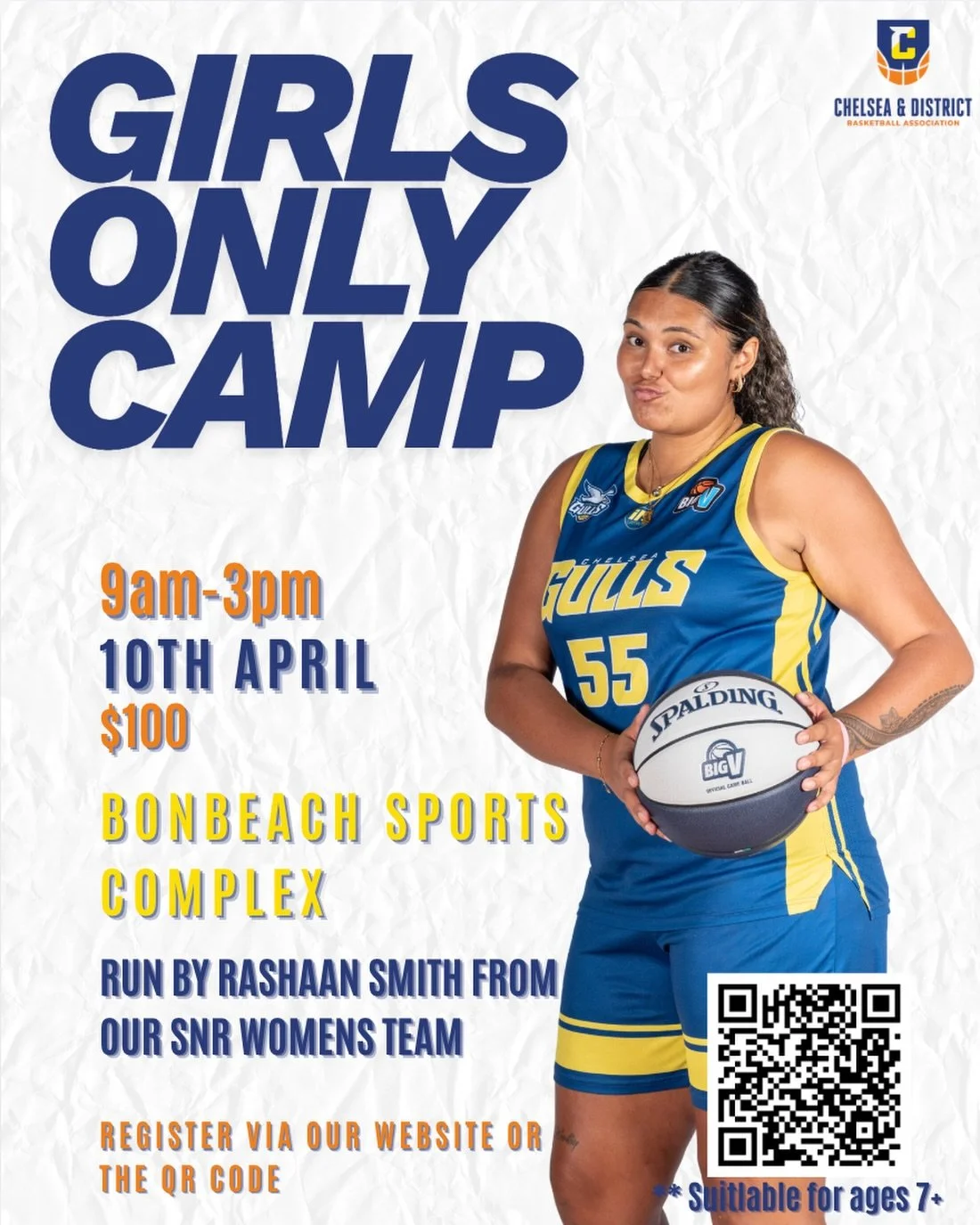 🏀 GIRLS ONLY CAMP 🏀

Join us these school holidays for a fun-filled day of basketball! 💙💛

📅 10th April
⏰ 9am &ndash; 3pm
📍 Bonbeach Sports Complex
💲 $100

Led by Rashaan Smith from our Senior Women&rsquo;s team, this camp is perfect for girls