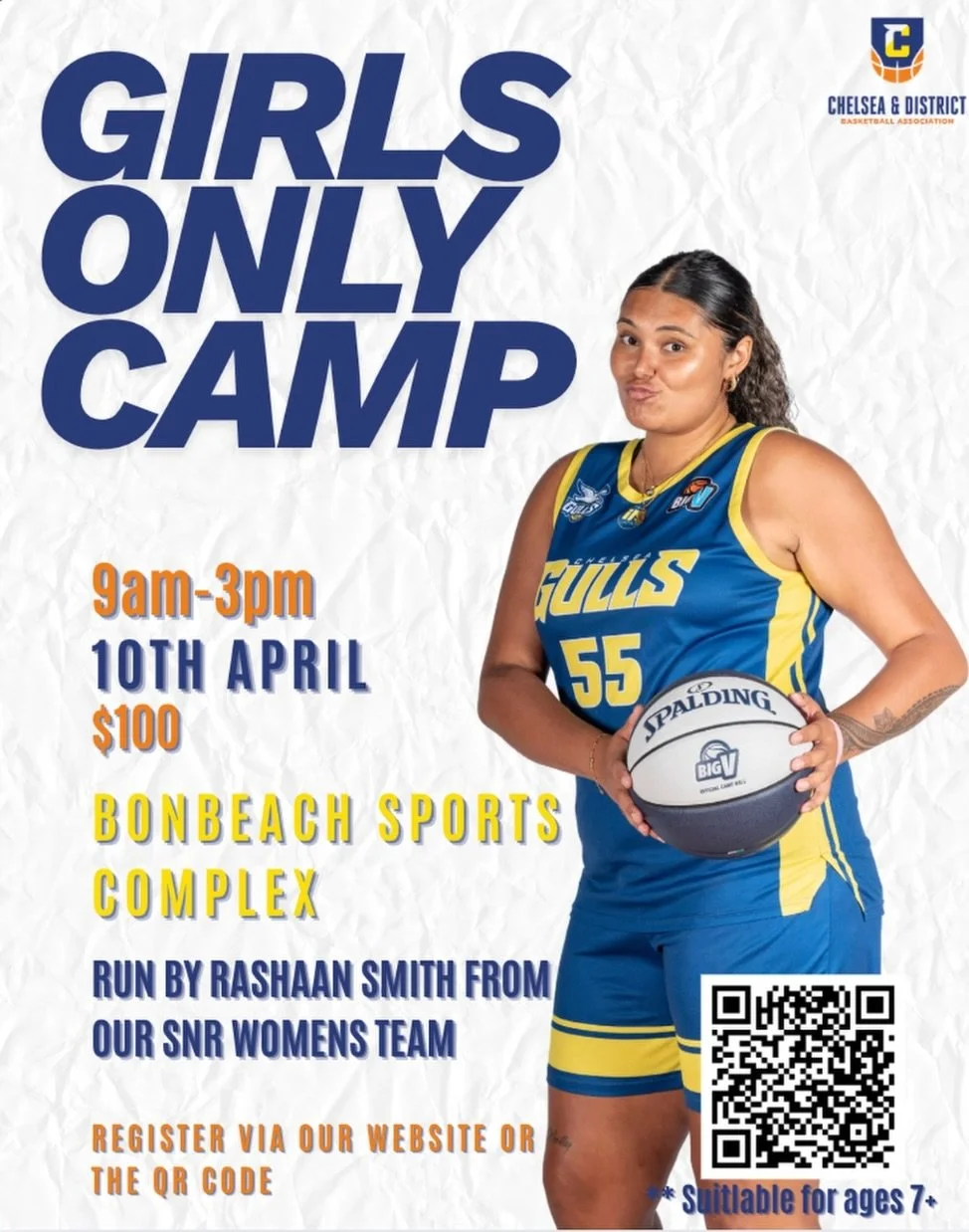 🏀 GIRLS ONLY CAMP 🏀

Looking for something fun these school holidays? Come hit the court with us! 💙💛

📅 April 10
⏰ 9am &ndash; 3pm
📍 Bonbeach Sports Complex
💲 $100

Run by Rashaan Smith from our Senior Women&rsquo;s team, this camp is perfect 