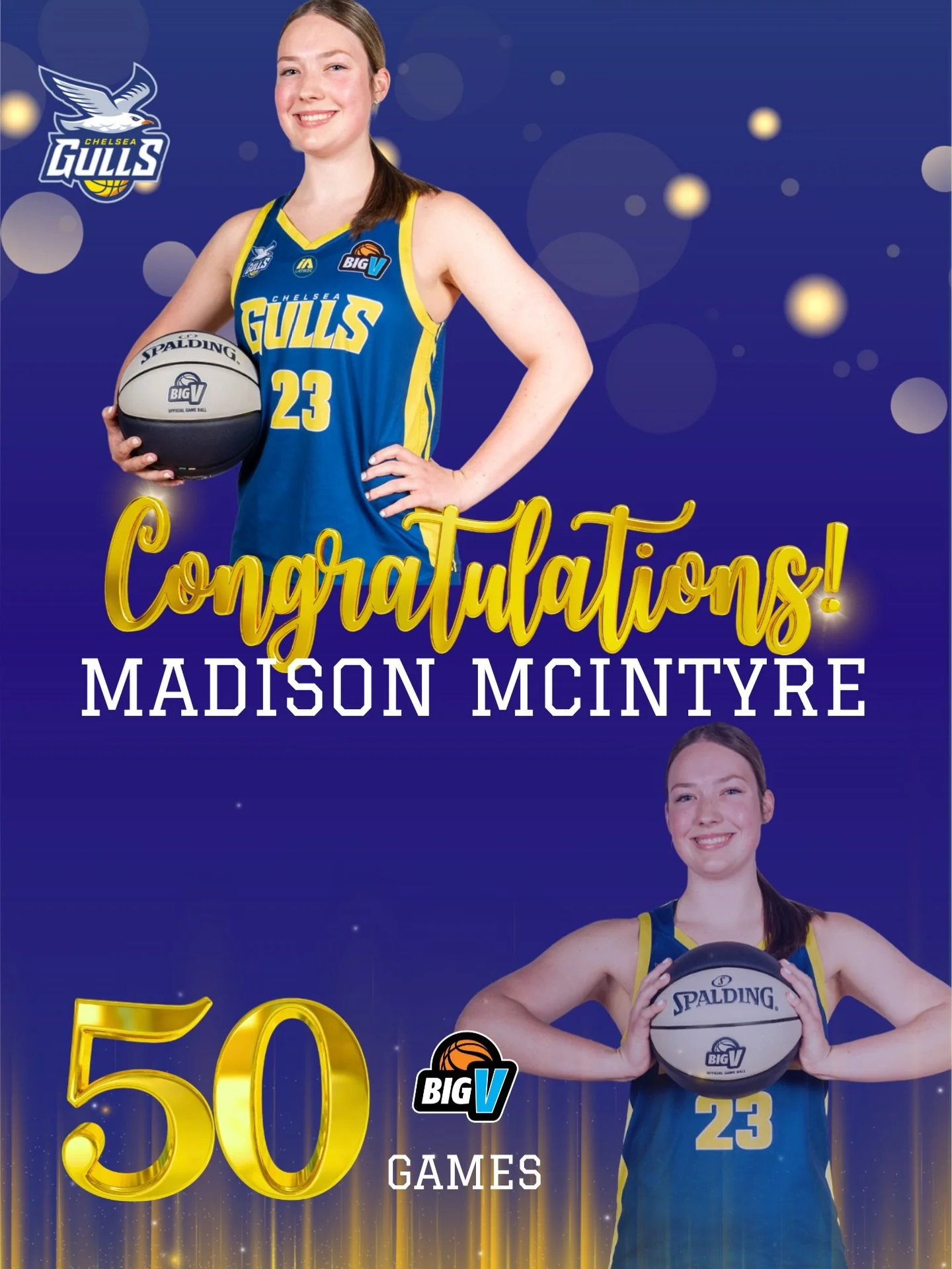 50 GAMES FOR MADDY 💙💛

A Gull through and through,  Maddy celebrates her 50th Big V game 👏

Starting her journey with us in 2022 in our Youth League program, Maddy has grown into a key part of our club, contributing across both Youth League and Se