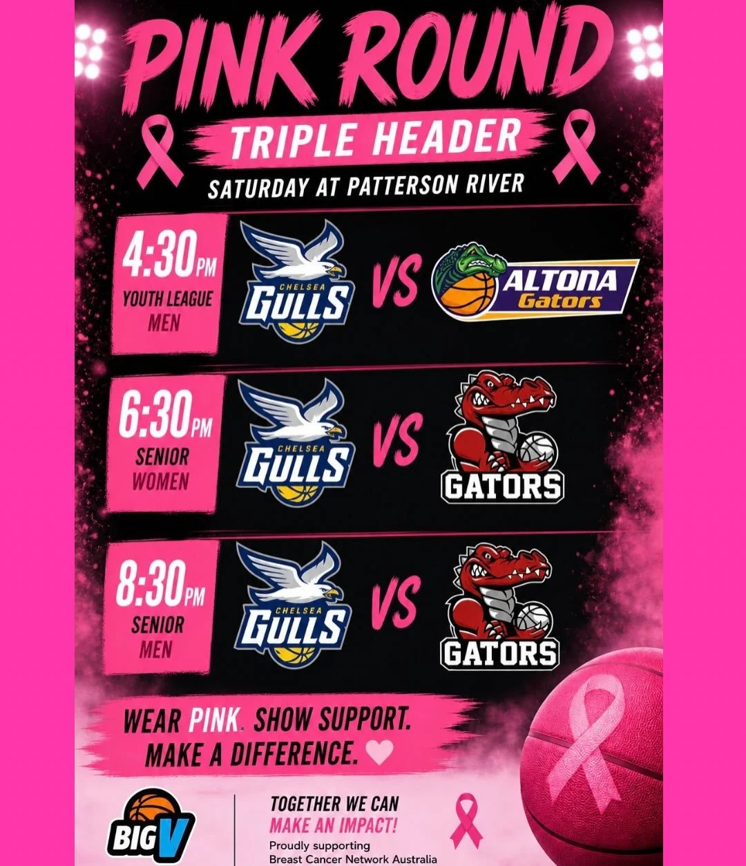 PINK ROUND 💗🎗️
Join us as we come together to support an incredible cause.

Wear pink. Show support. Make a difference.

👕 Limited edition pink merch available
💖 25% of all pink merch profits will be donated to BNCA

💗 Pink merch available for s