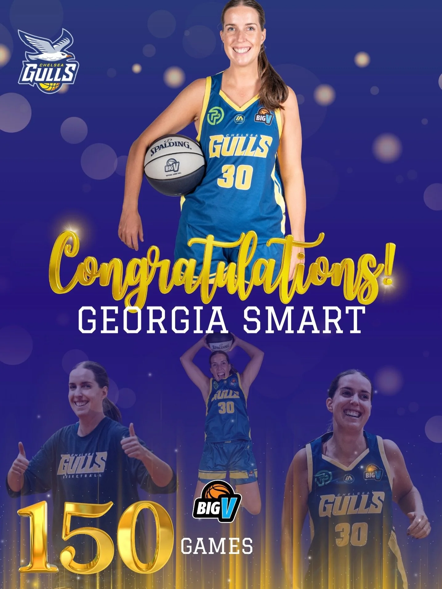 150 BIG V games 💙💛

Tonight we celebrate an incredible milestone for one of our own, Georgia Smart.

From junior basketball through to college basketball and beyond and now 150 BIG V games across multiple programs - Georgia&rsquo;s dedication, self