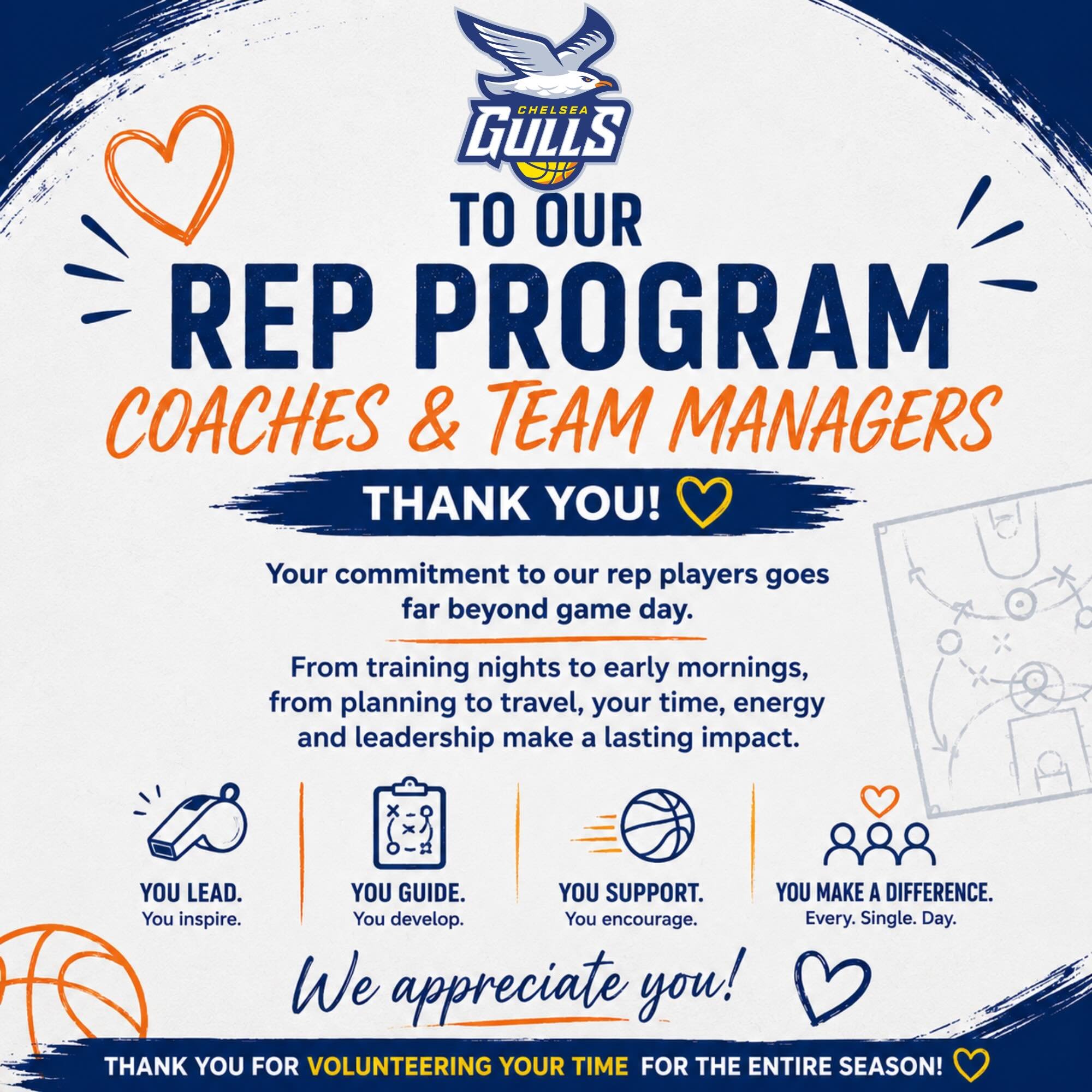 To our Rep Program coaches and team managers 💙💛

Late Friday nights.
Trainings each week.
Game days, travel, planning&hellip; and everything in between.

The commitment you give to our players goes far beyond what people see.

You&rsquo;re developi