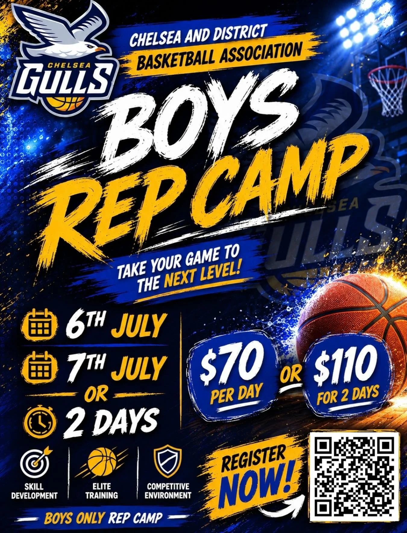 Ready to level up your game, test yourself against other talented athletes, and train in a true representative basketball environment? Our Boys Only Rep Camp is designed to push players out of their comfort zone and help them grow their skills, confi