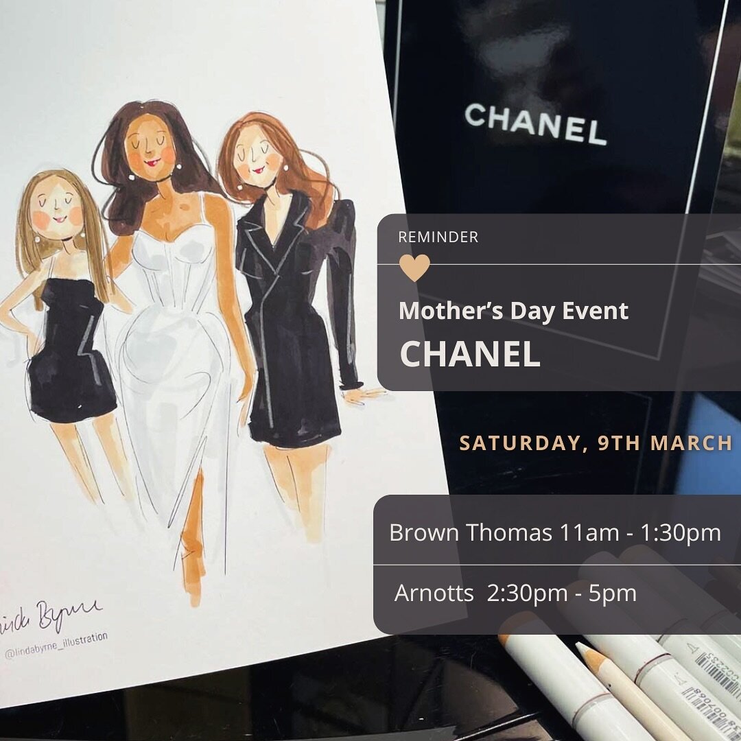 A wonderful Mother&rsquo;s Day event for CHANEL is scheduled this Saturday at Brown Thomas, Dublin and Arnotts. I will have the pleasure of personalising Mother&rsquo;s Day gifts with bespoke illustrations to treasure for years to come &hearts;️

Let