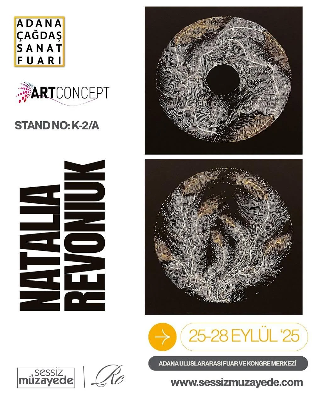 My artworks are now on view at the Adana Contemporary Art Fair in Turkey 🇹🇷✨
Presented by Sessiz M&uuml;zayede Gallery at Stand K-2/A.

📍 Adana International Fair and Congress Center
📅 September 25&ndash;28, 2025

Dear friends in Turkey, you&rsqu