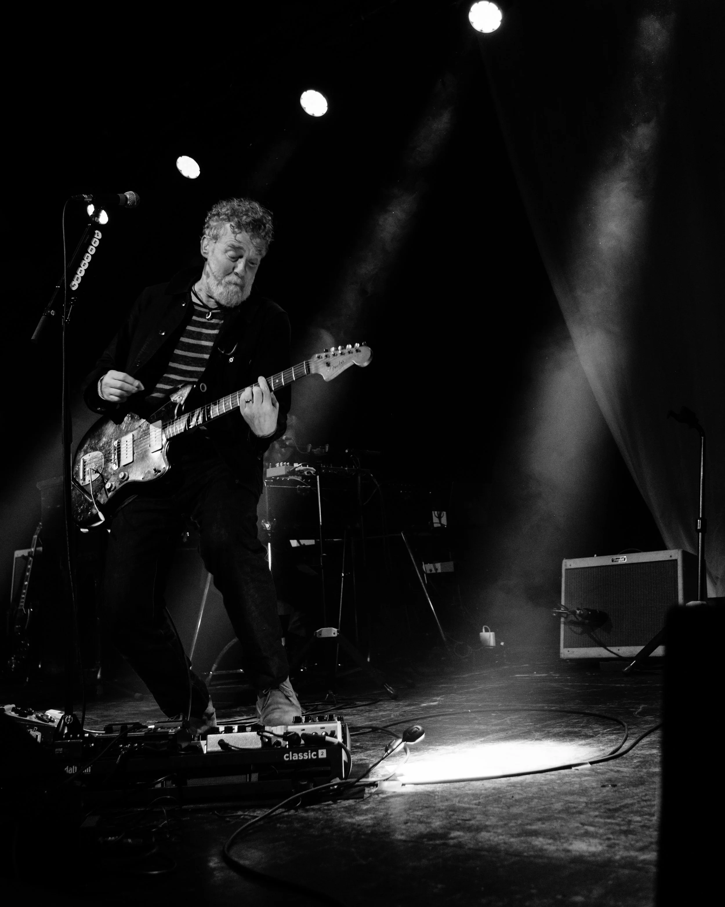 Glen Hansard perfoimrig at the Glasgow Brrowlands. Photographed by live music photographer Mark Cameron.