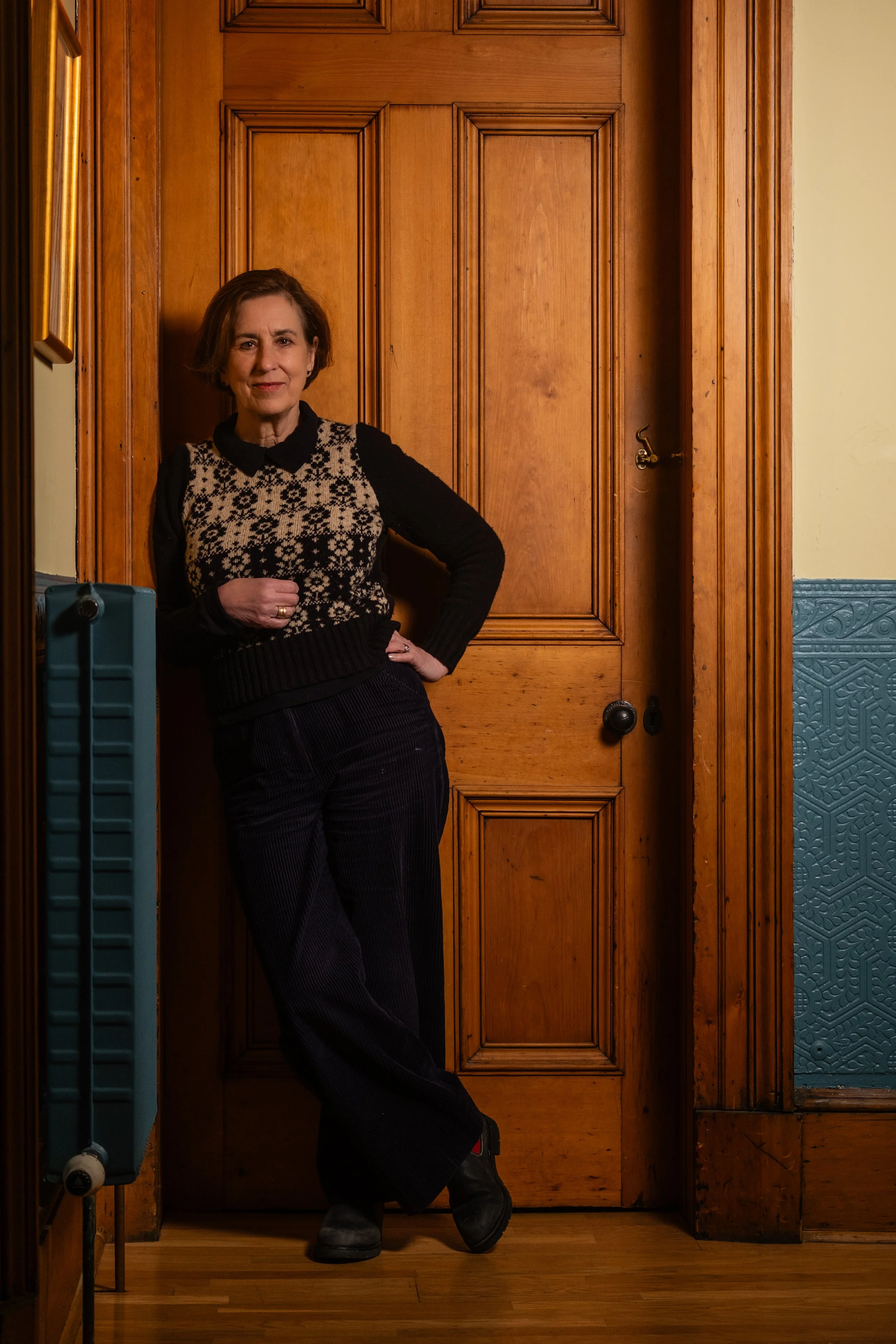 Broadcaster Kirsty Wark photographed at home in Glasgow fore thew Glasgow Print Studio's 'Call and Response' program. Photographed by Scottish portrait photographer Mark Cameron 