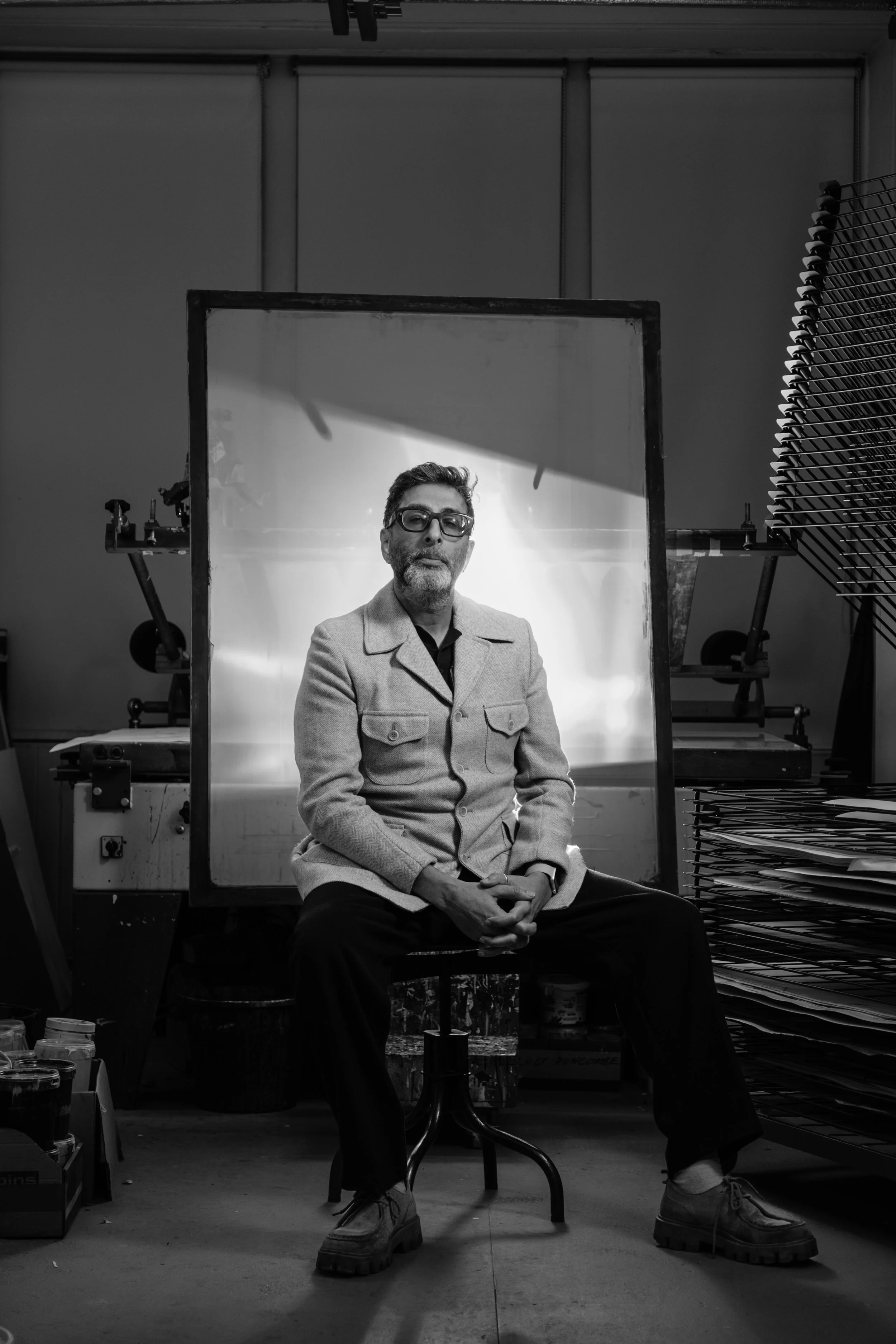 Actor and comedian SANJEEV KOHLI, photographed for Glasgow Proint Studios project 'Call and Response. photographer Mark Cameron