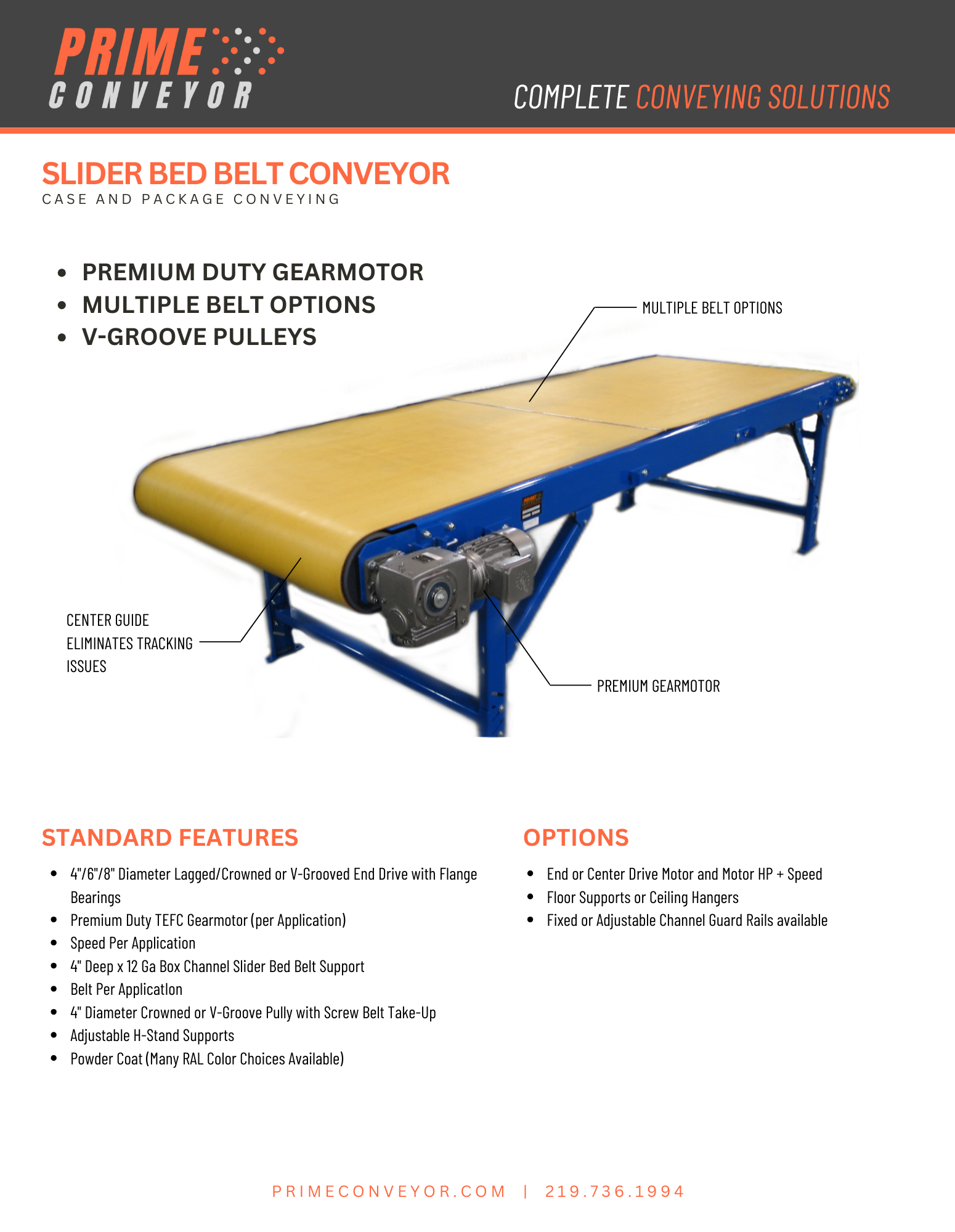 SLIDER BED BELT CONVEYOR — Prime Conveyor