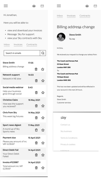 This is a close up of the inbox and messaging system
