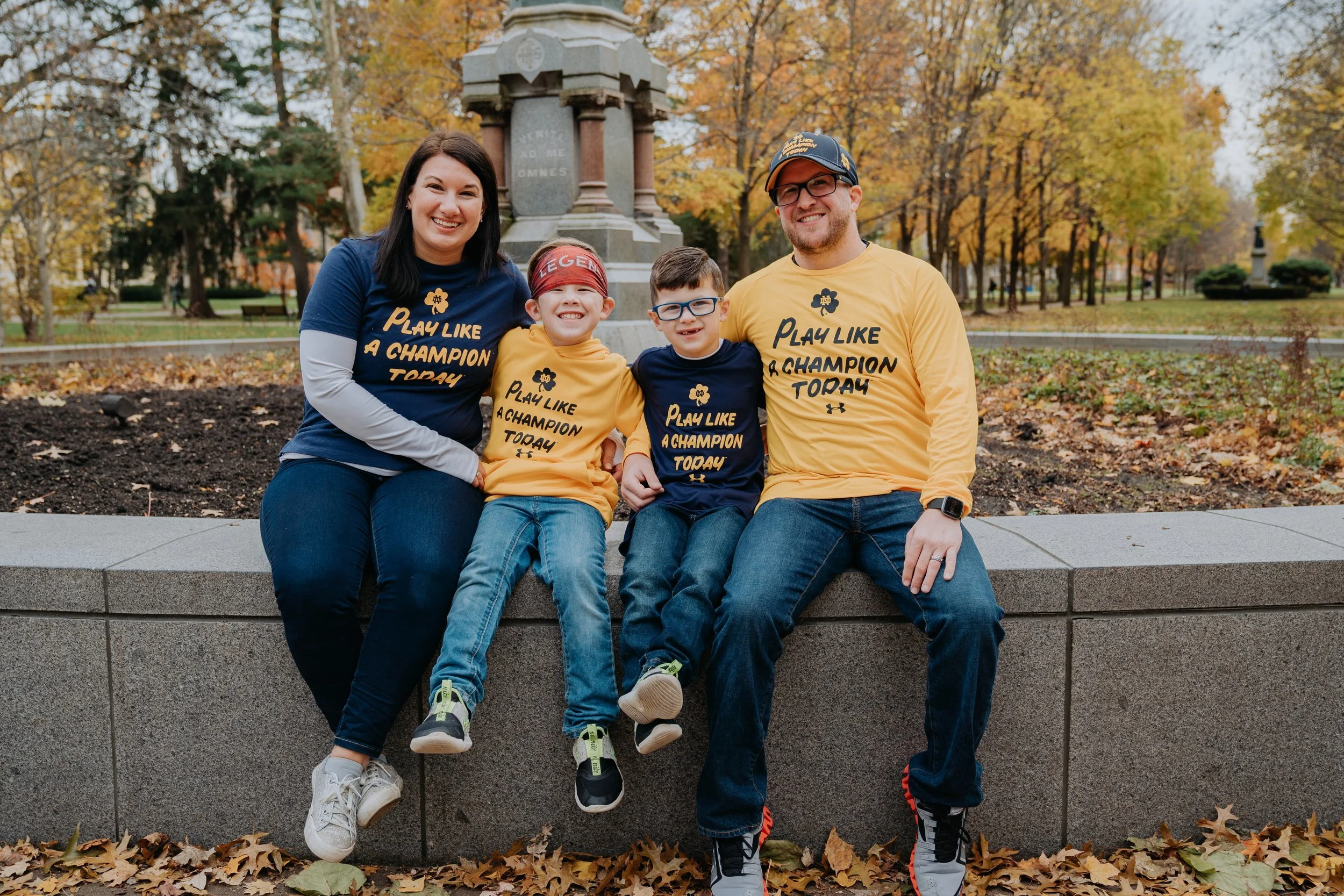 Notre Dame Fan Family Pictures | A Touchdown Celebration at Notre Dame