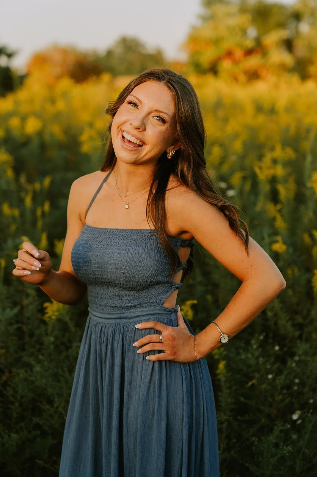 Granger Indiana Senior Photographer | Senior Portrait in Wildflower Meadow