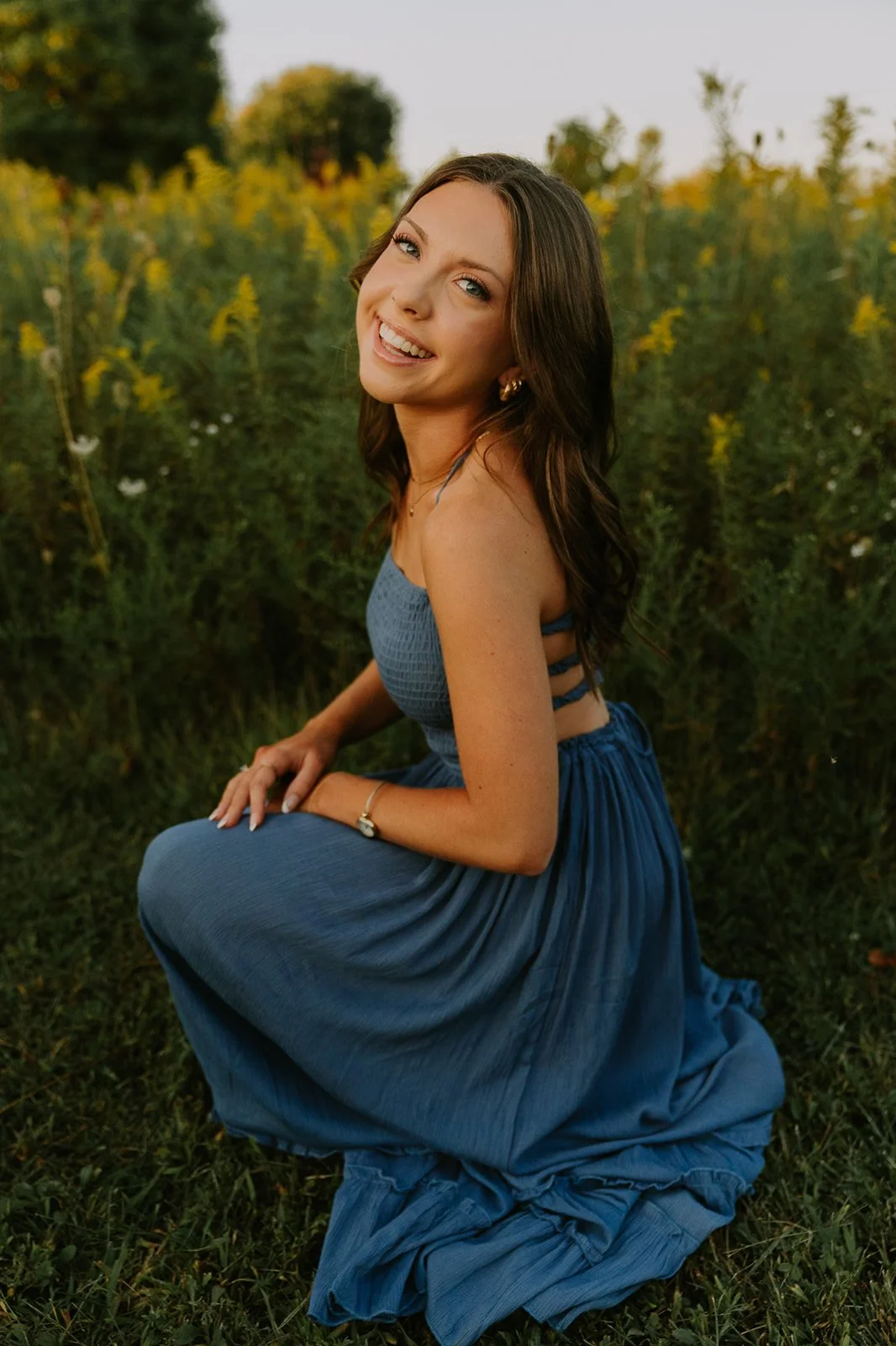Personalized Senior Photography | Granger Indiana Senior in Blue Dress