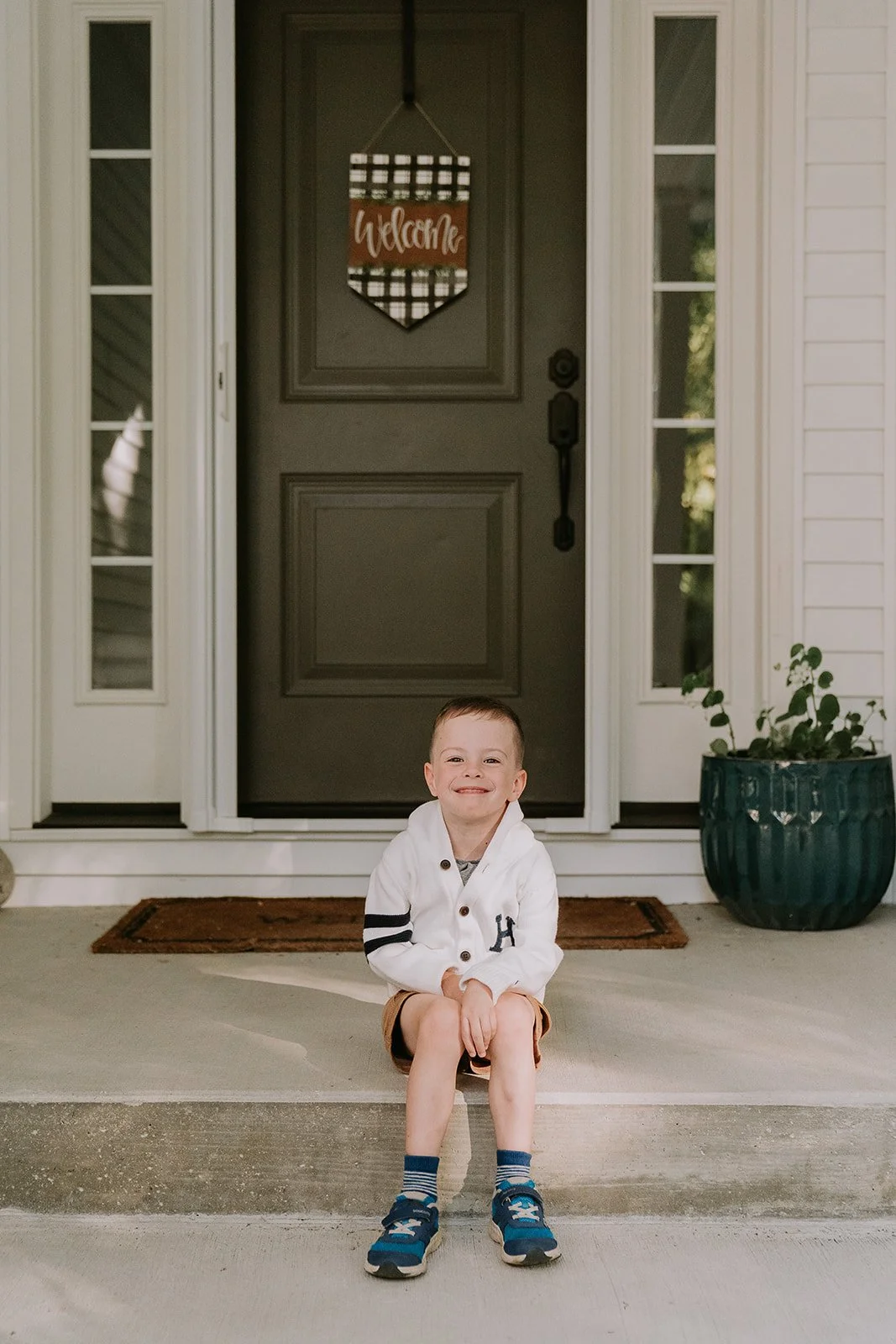 Child Portrait on Porch Steps | Front Porch Mini Session