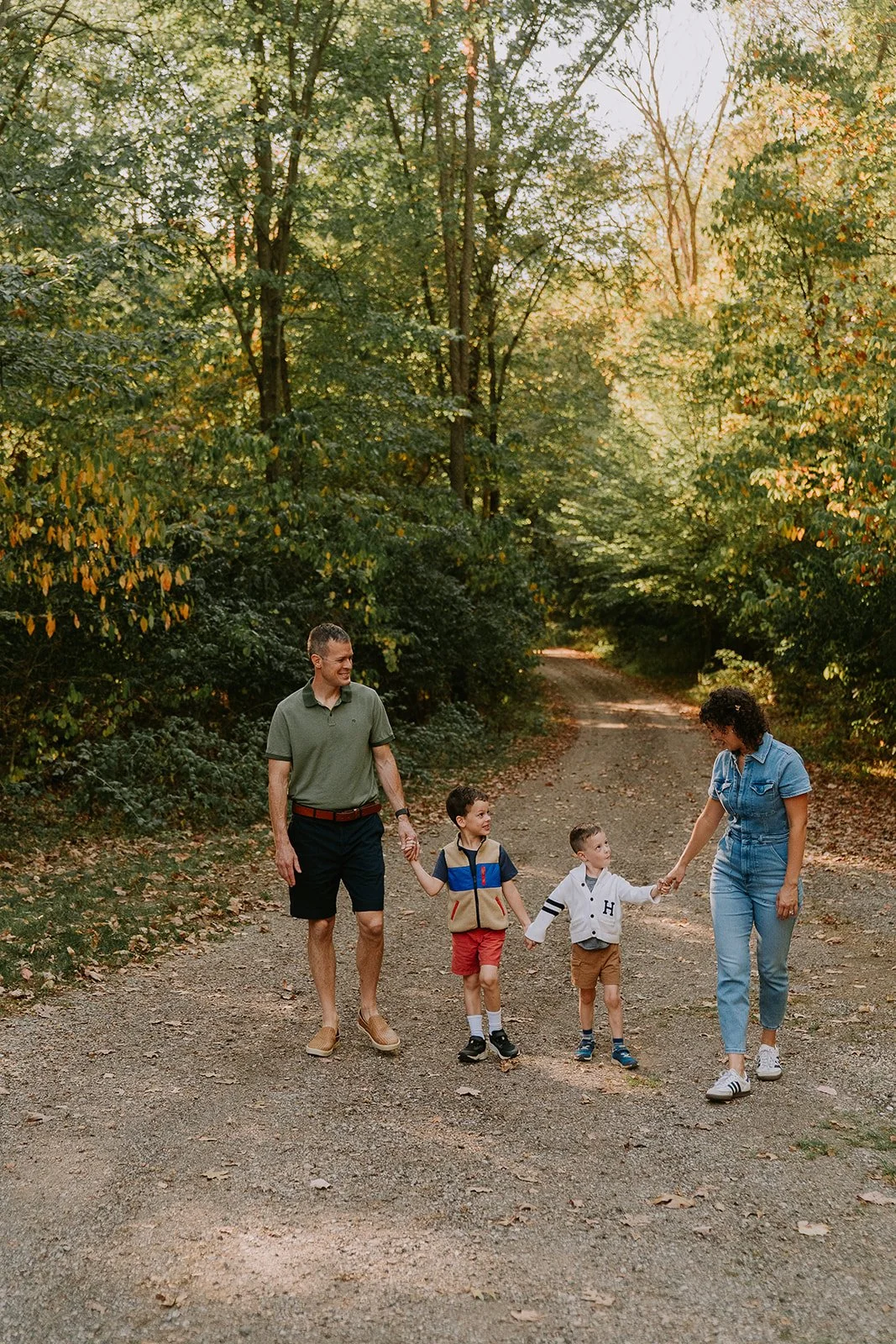Family Portrait on Wooded Lane | At-Home Photo Session