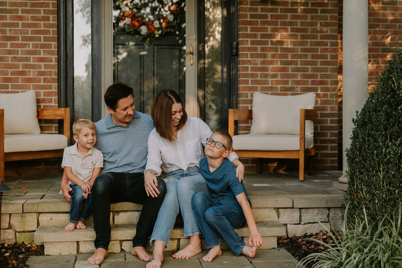 Playful Tickles on the Front Steps | Lifestyle Mini Session