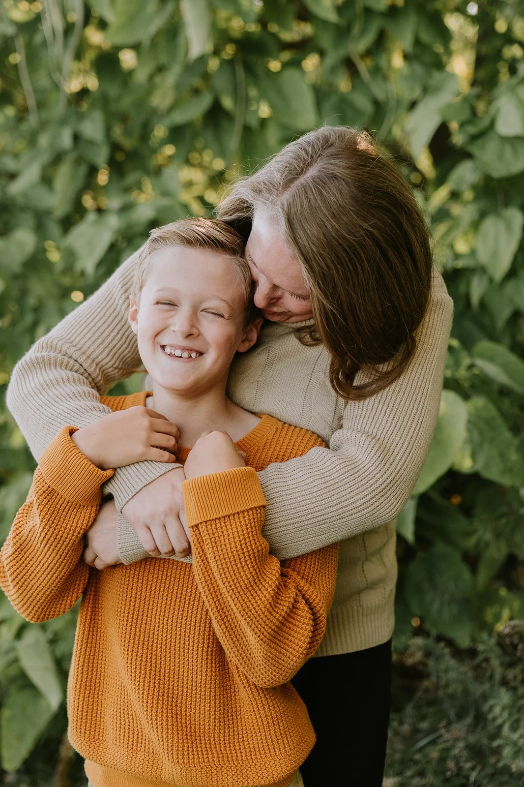 Cozy Mother–Son Hug in the Meadow | Mishawaka Fall Minis