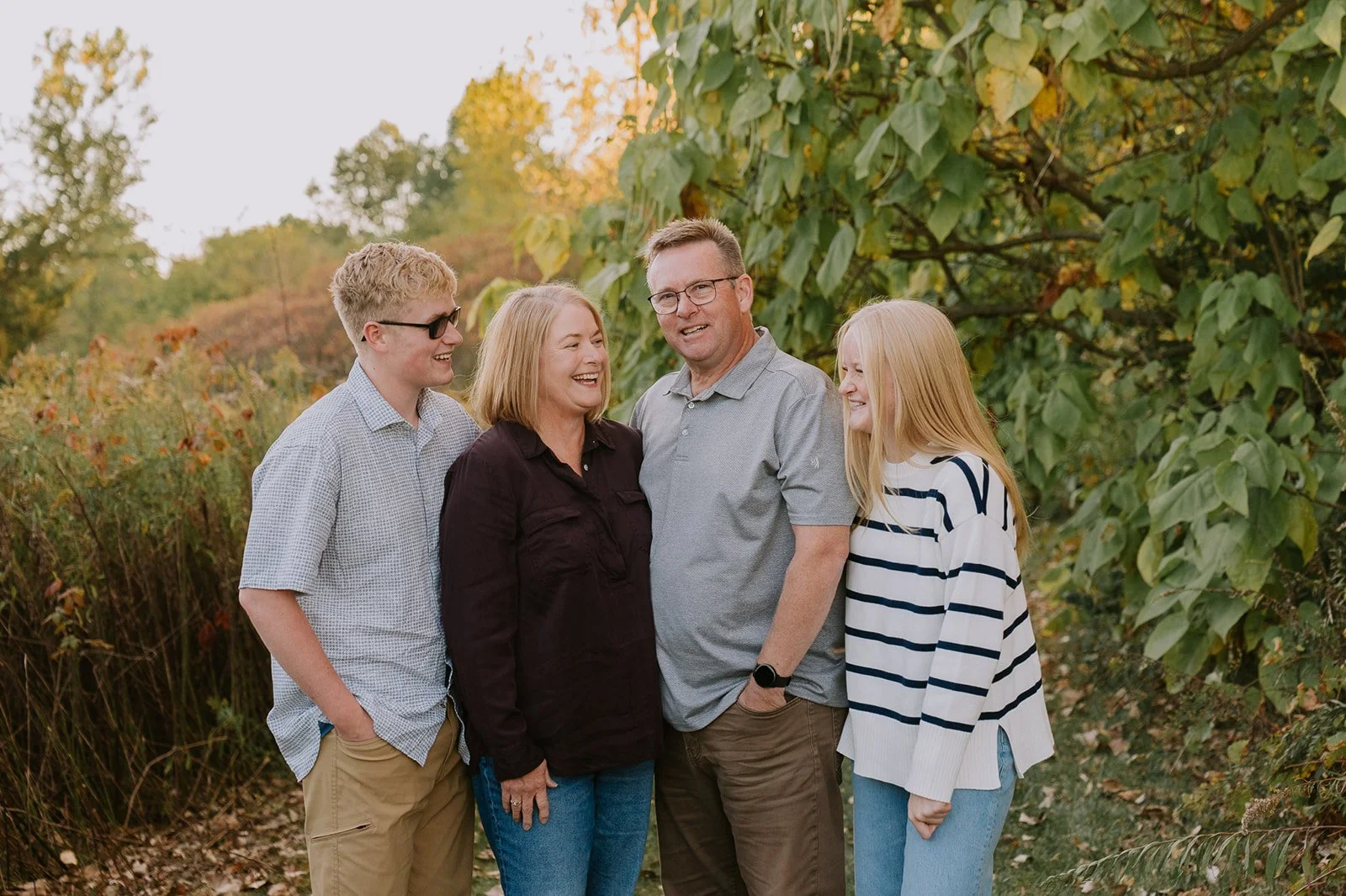 Fall Family Portrait in Meadow | Family Mini Sessions Indiana